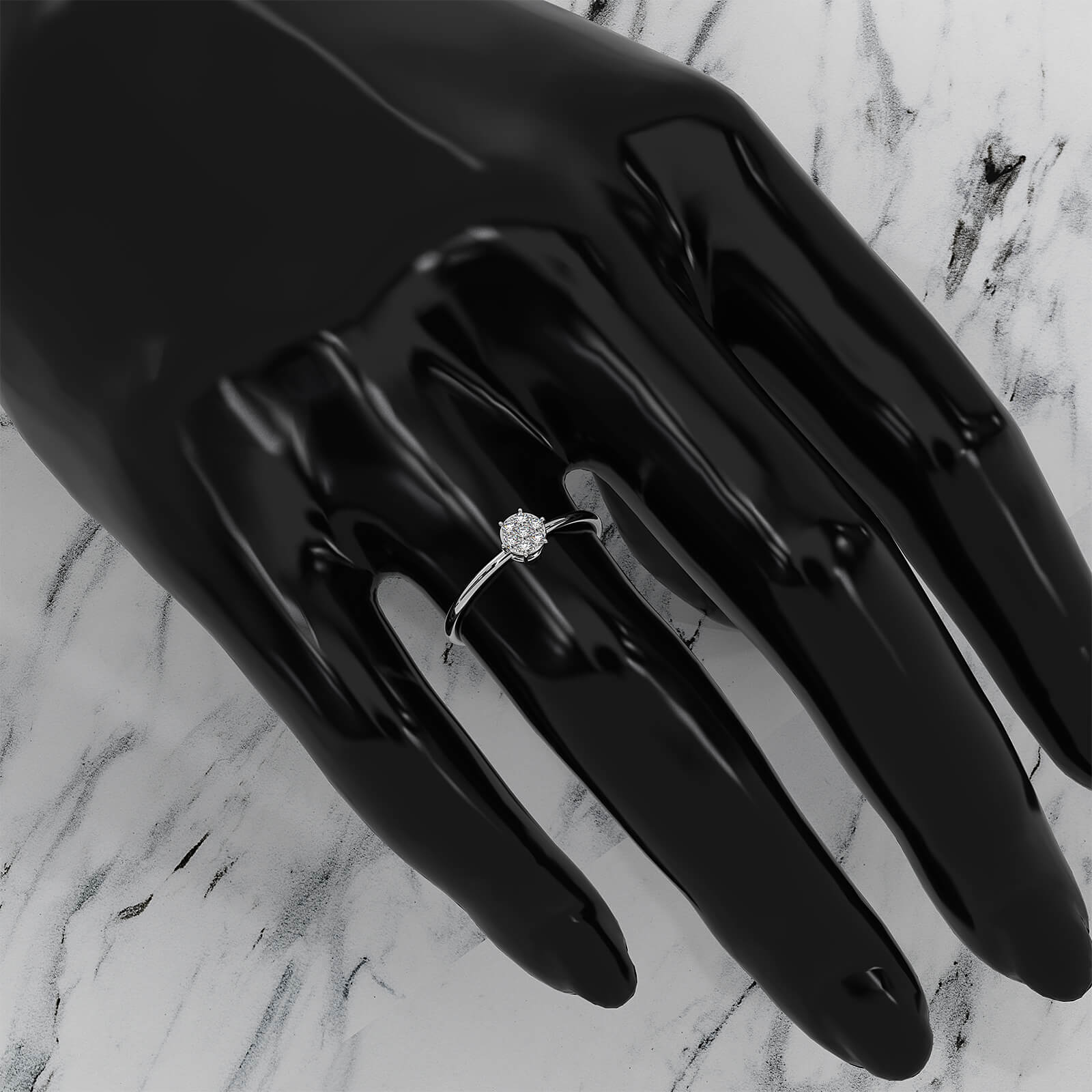 Minimalist Fashionable Petite Round Lab Diamond Prong Set Ring 0.09ctw.