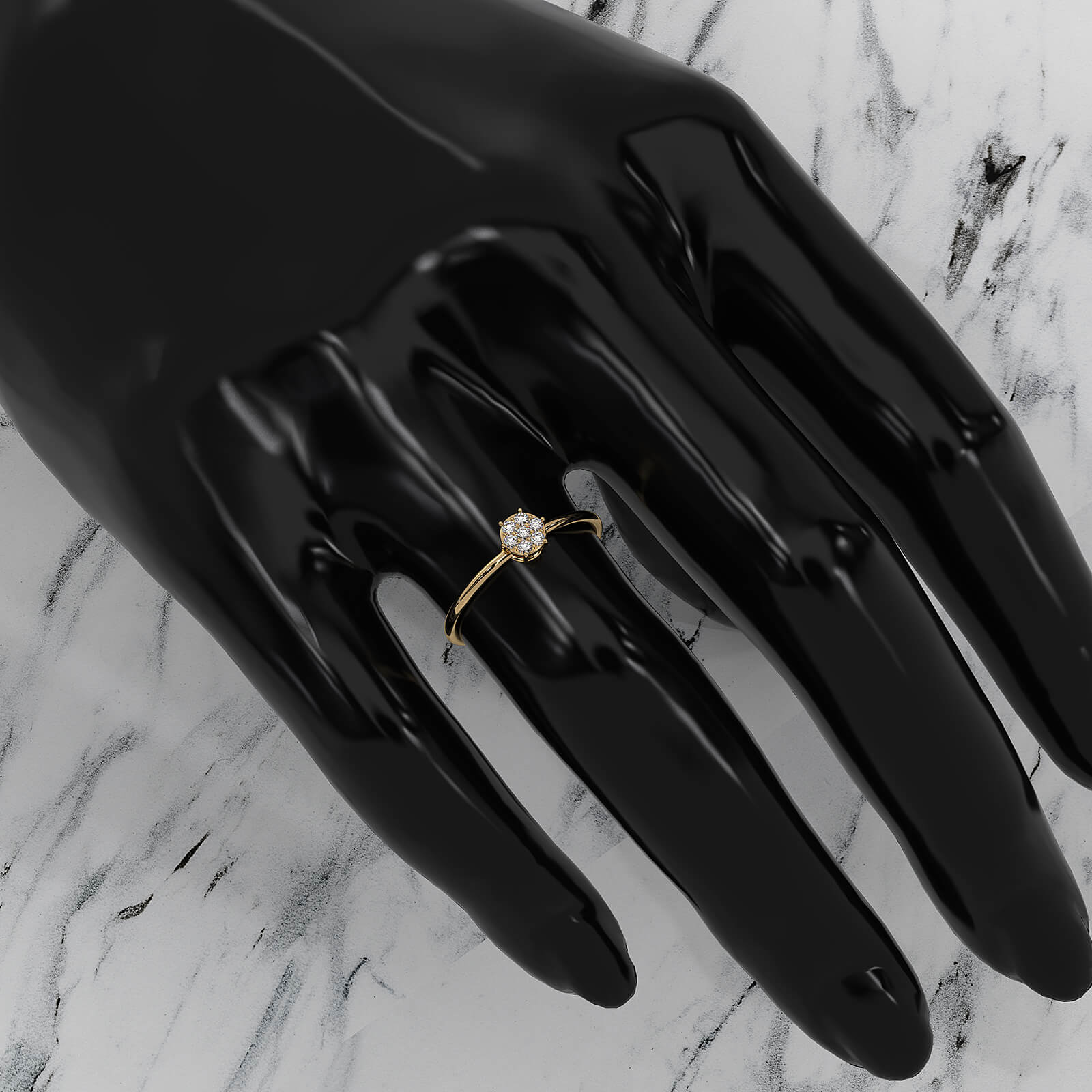 Minimalist Fashionable Petite Round Lab Diamond Prong Set Ring 0.09ctw.