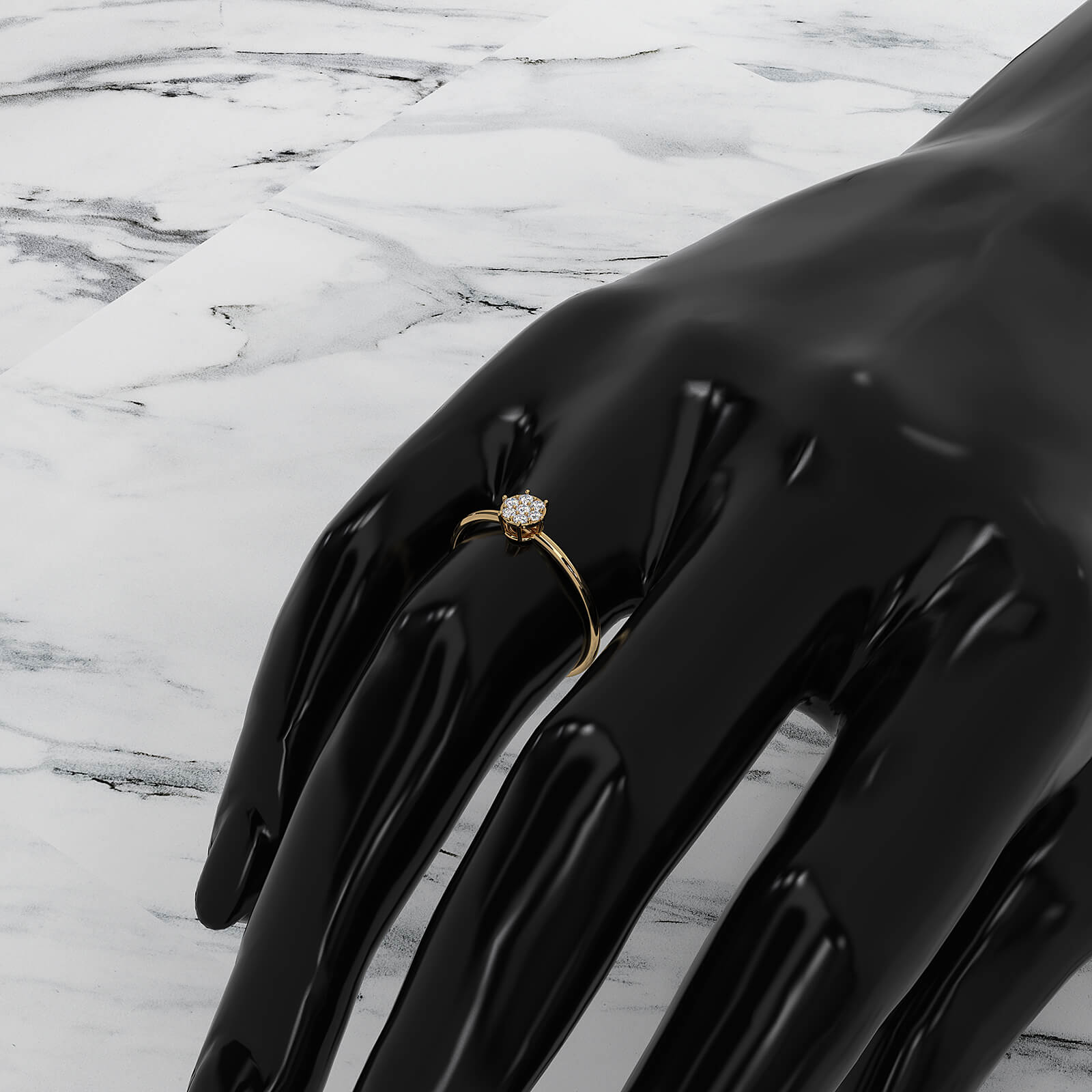 Minimalist Fashionable Petite Round Lab Diamond Prong Set Ring 0.09ctw.