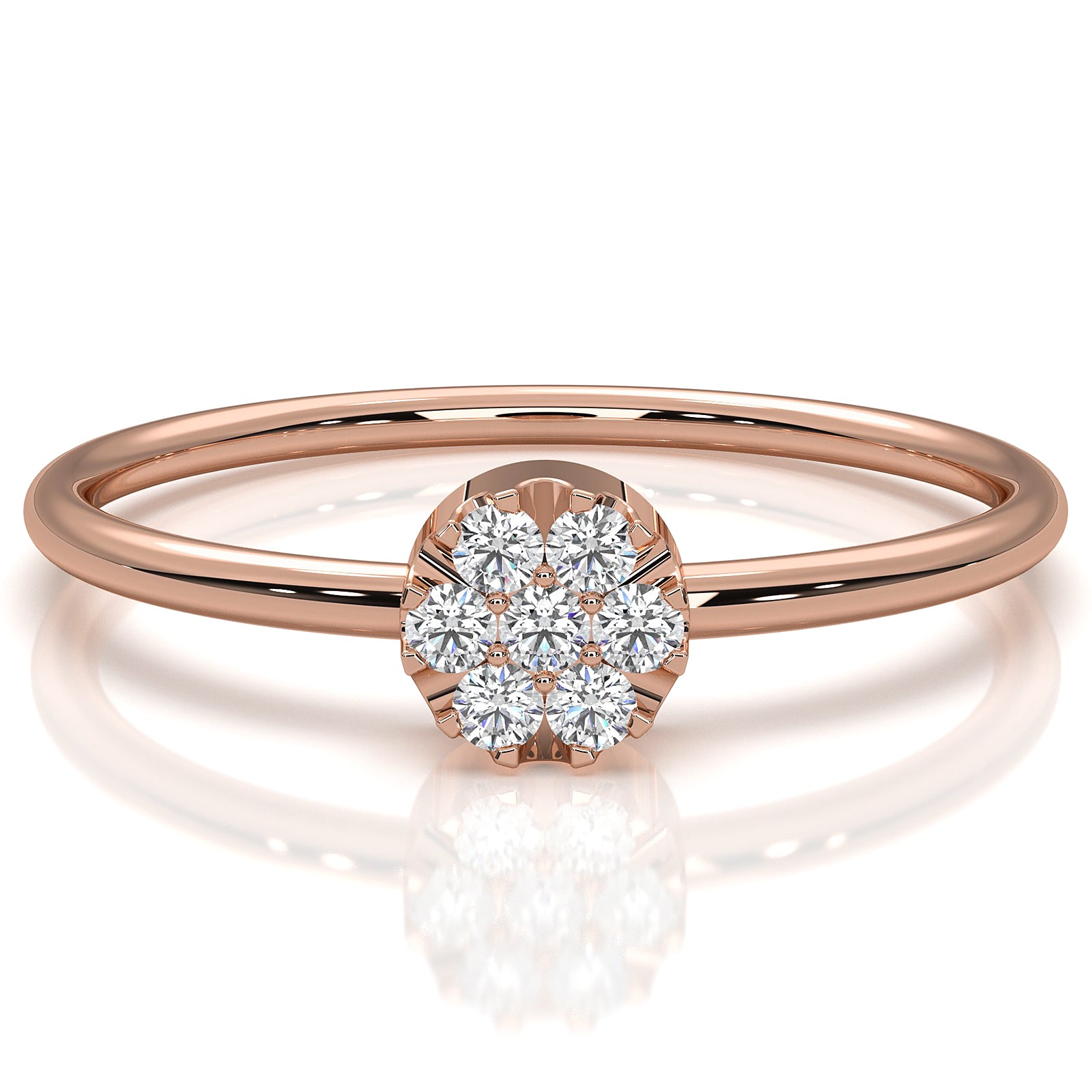 Unique Cluster Round Lab Diamond Prong Set Promise Ring 0.09ctw.