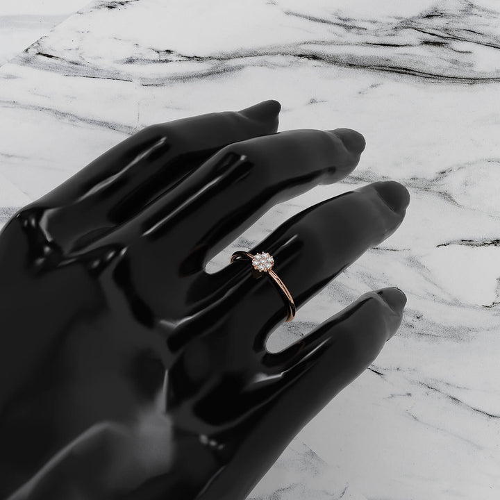 Unique Cluster Round Lab Diamond Prong Set Promise Ring 0.09ctw.