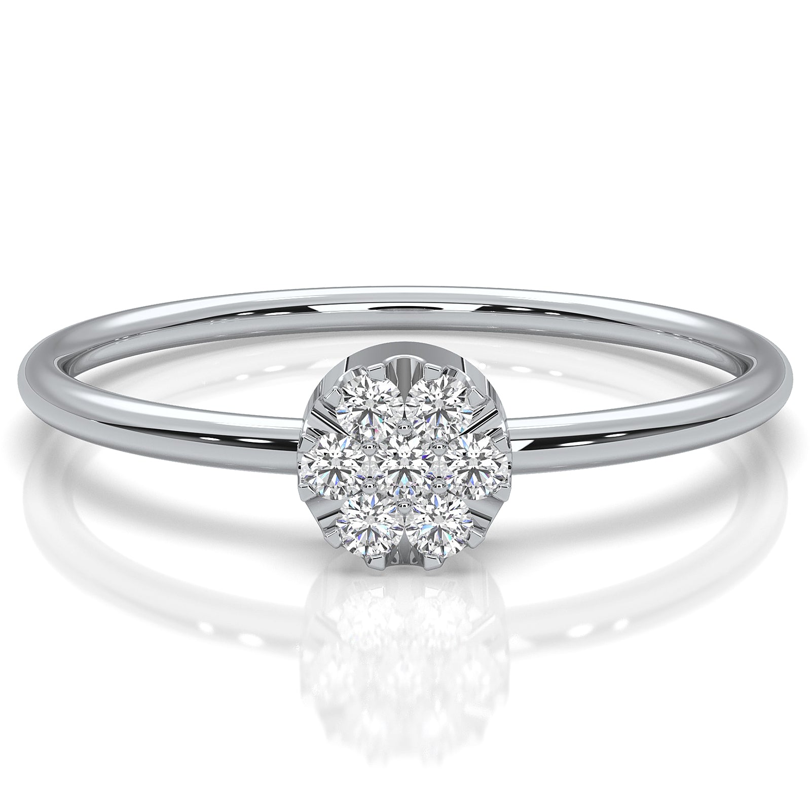 Unique Cluster Round Lab Diamond Prong Set Promise Ring 0.09ctw.