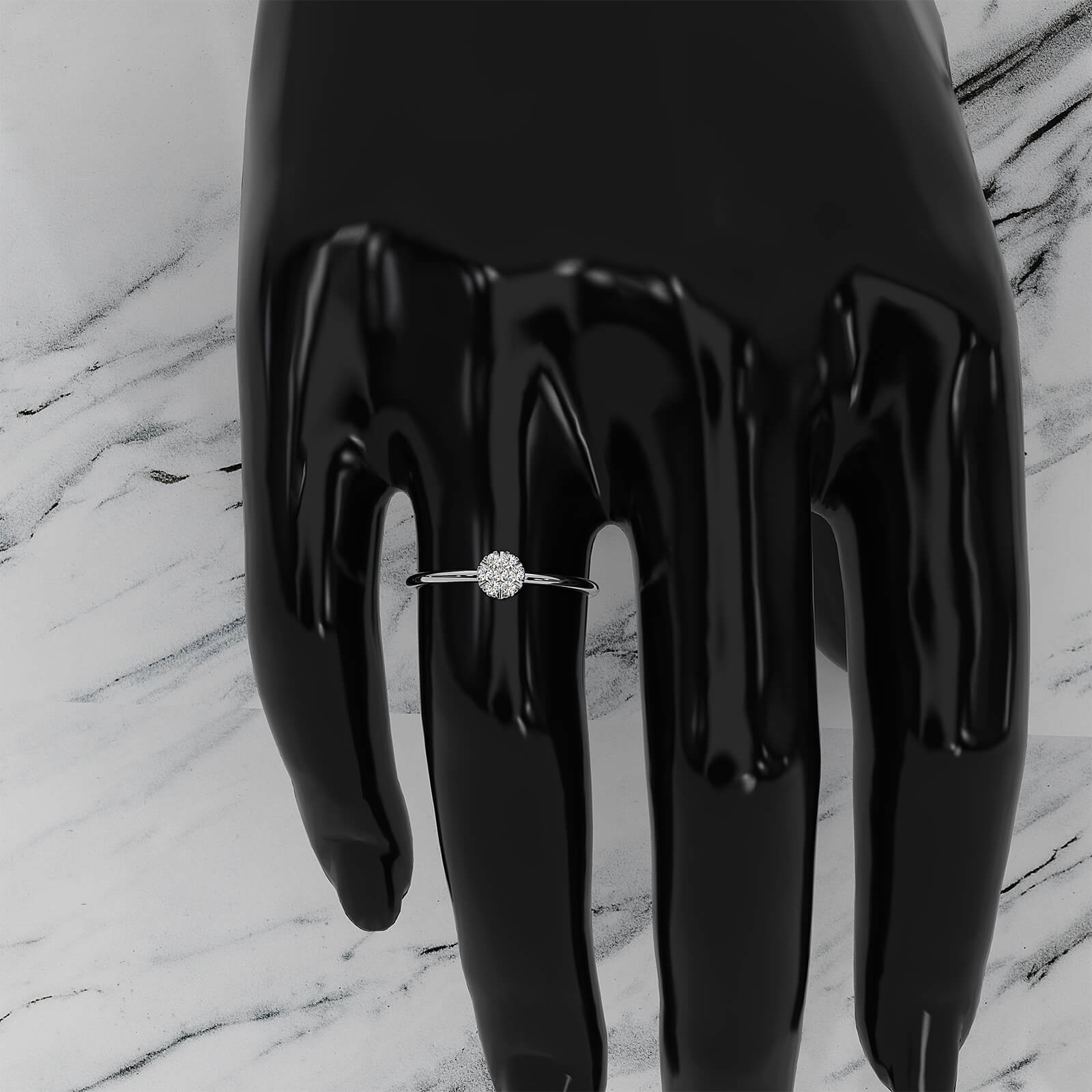 Unique Cluster Round Lab Diamond Prong Set Promise Ring 0.09ctw.