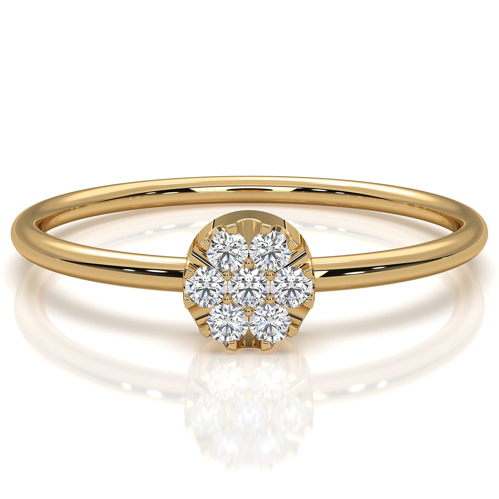 Unique Cluster Round Lab Diamond Prong Set Promise Ring 0.09ctw.