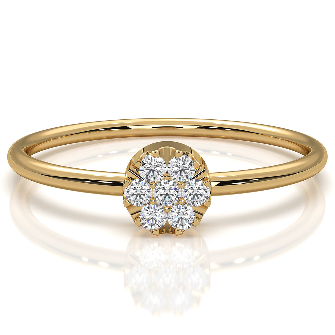 Unique Cluster Round Lab Diamond Prong Set Promise Ring 0.09ctw.