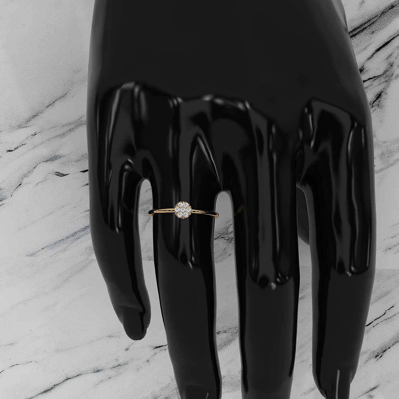 Unique Cluster Round Lab Diamond Prong Set Promise Ring 0.09ctw.