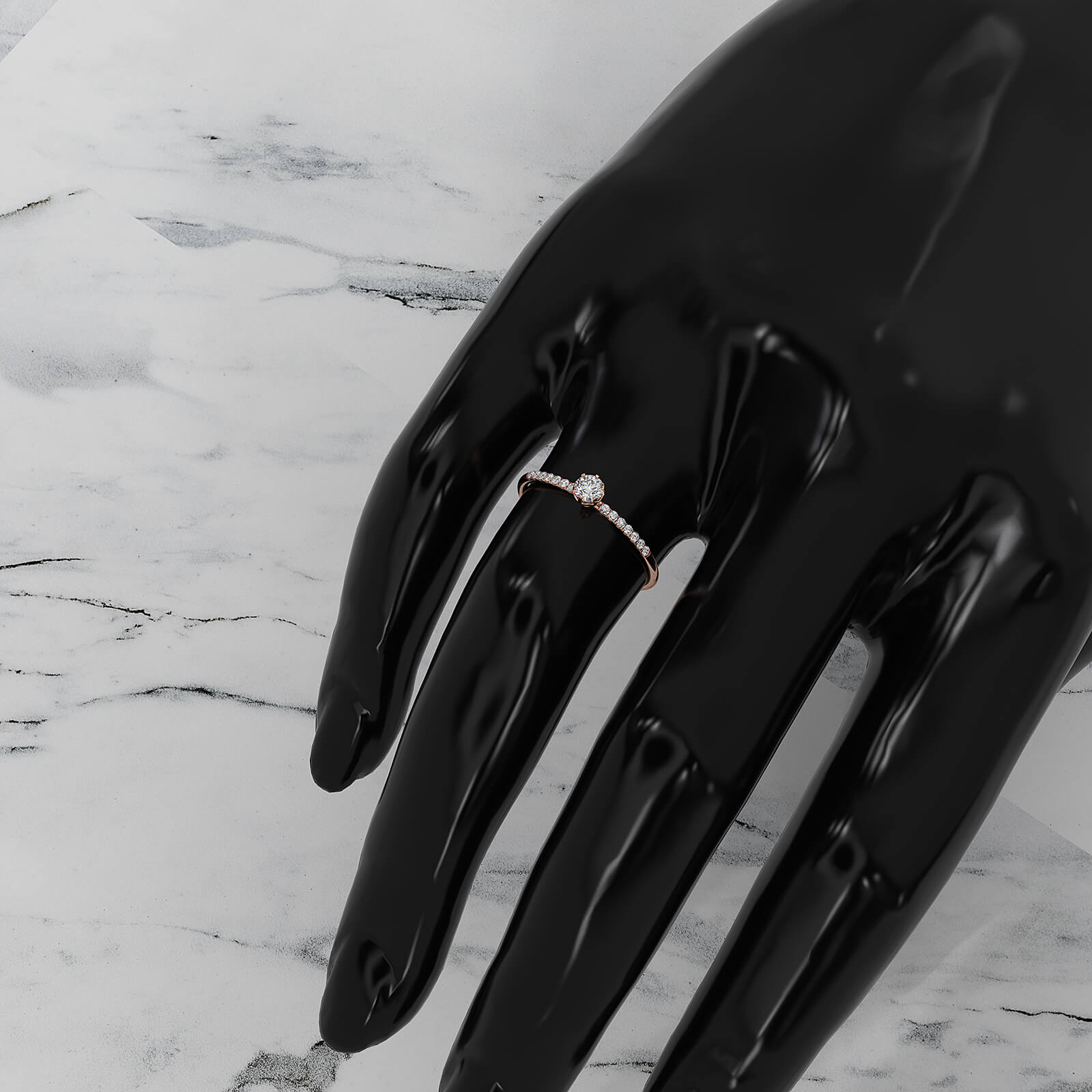 Classic French U Cut Pave Set Round Lab Diamond Fashion Ring 0.19ctw.