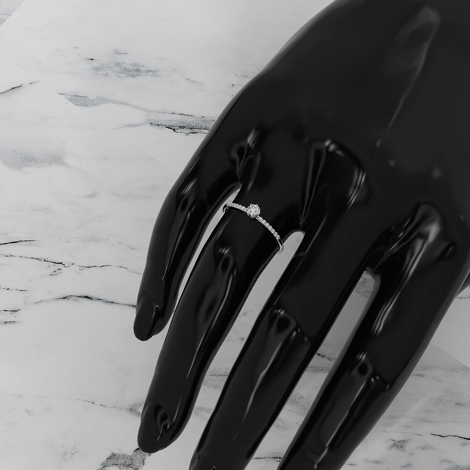 Classic French U Cut Pave Set Round Lab Diamond Fashion Ring 0.19ctw.