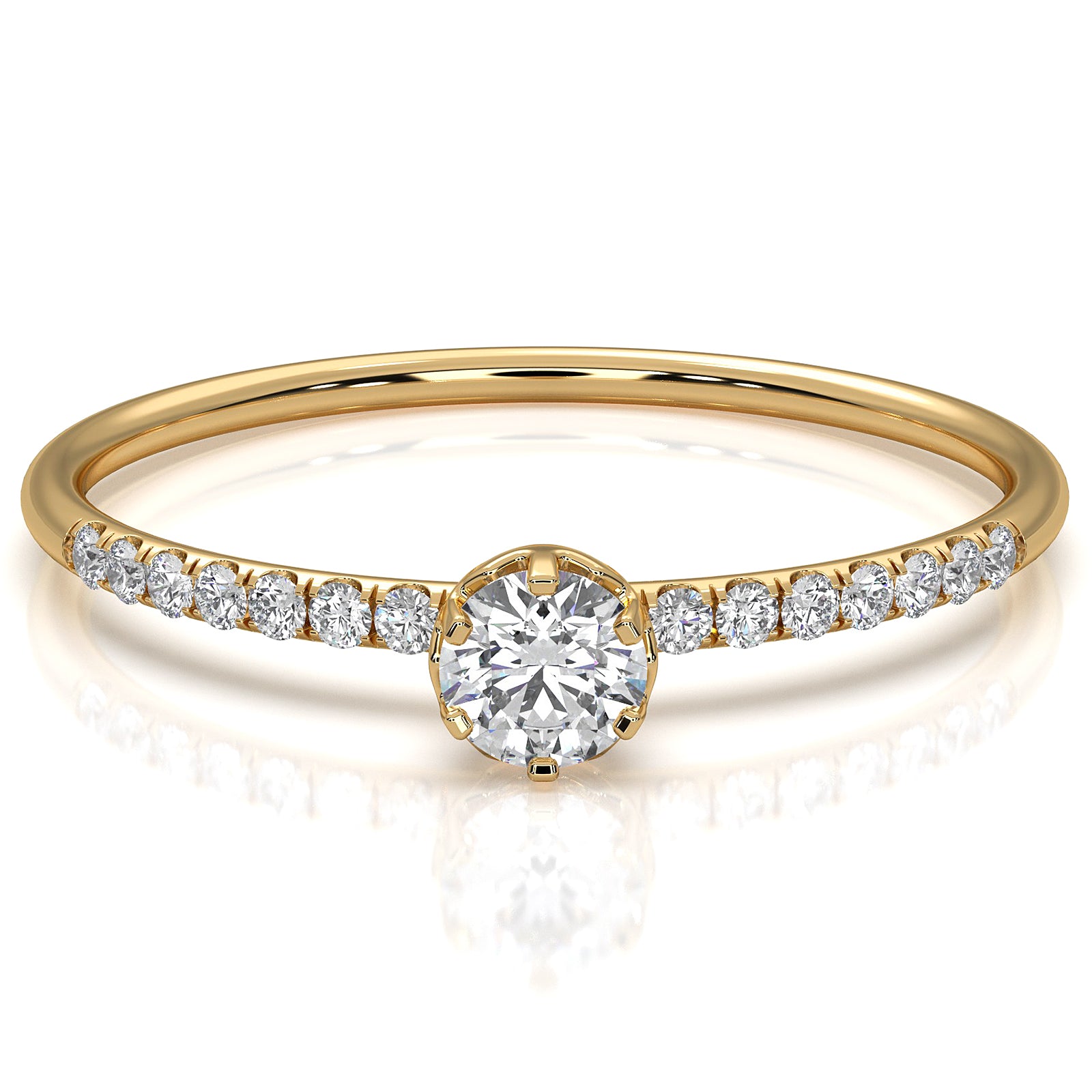 Classic French U Cut Pave Set Round Lab Diamond Fashion Ring 0.19ctw.