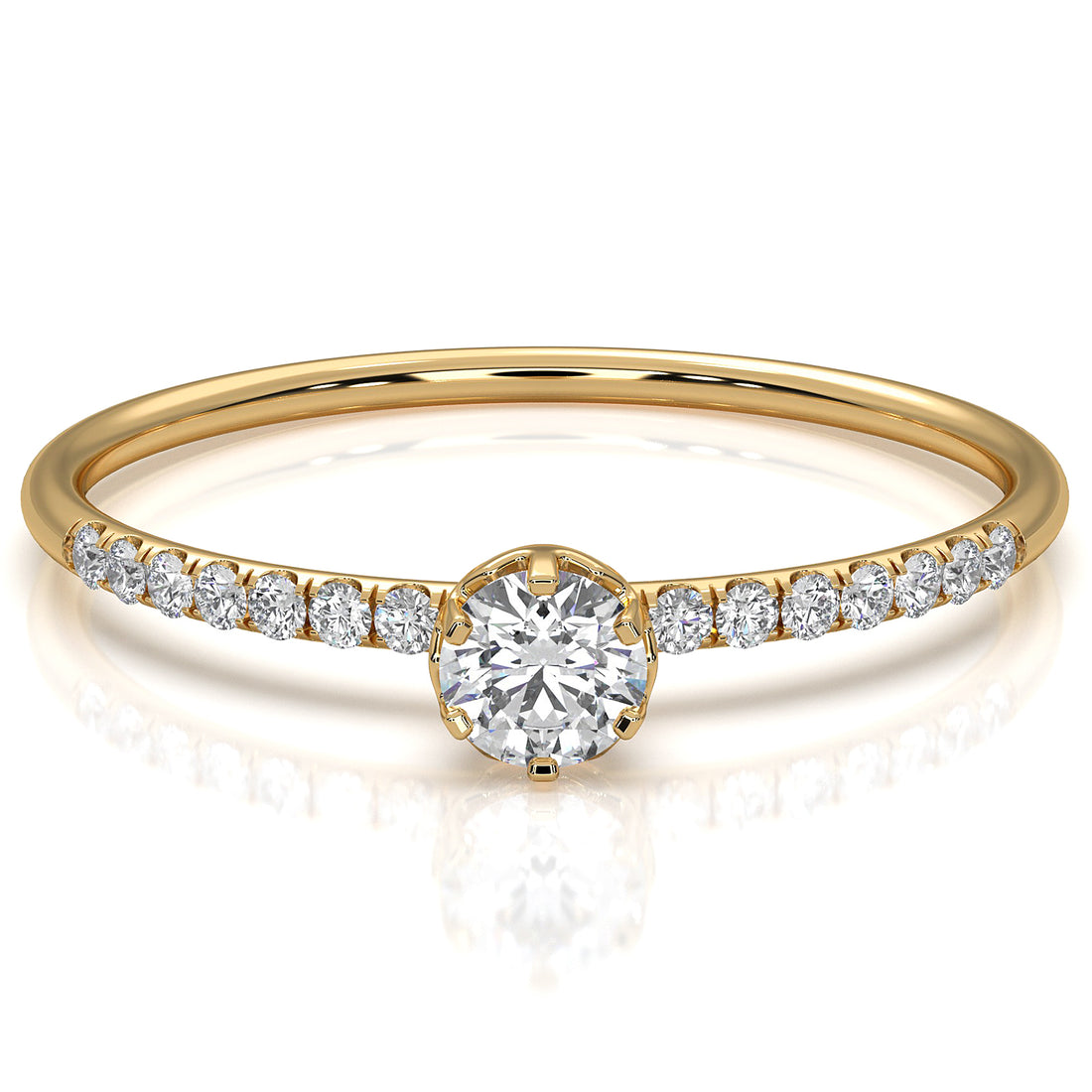 Classic French U Cut Pave Set Round Lab Diamond Fashion Ring 0.19ctw.
