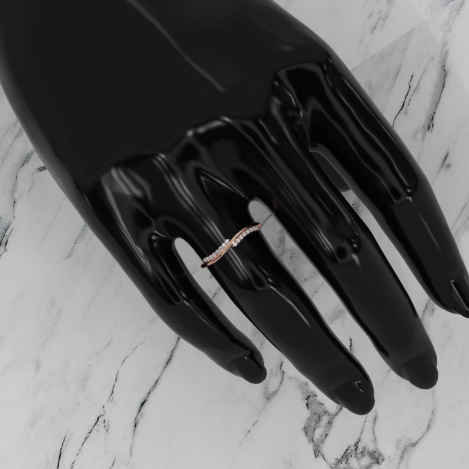 Twisted Stackable Minimalist Round Lab Diamond Fashion Ring 0.09ctw.