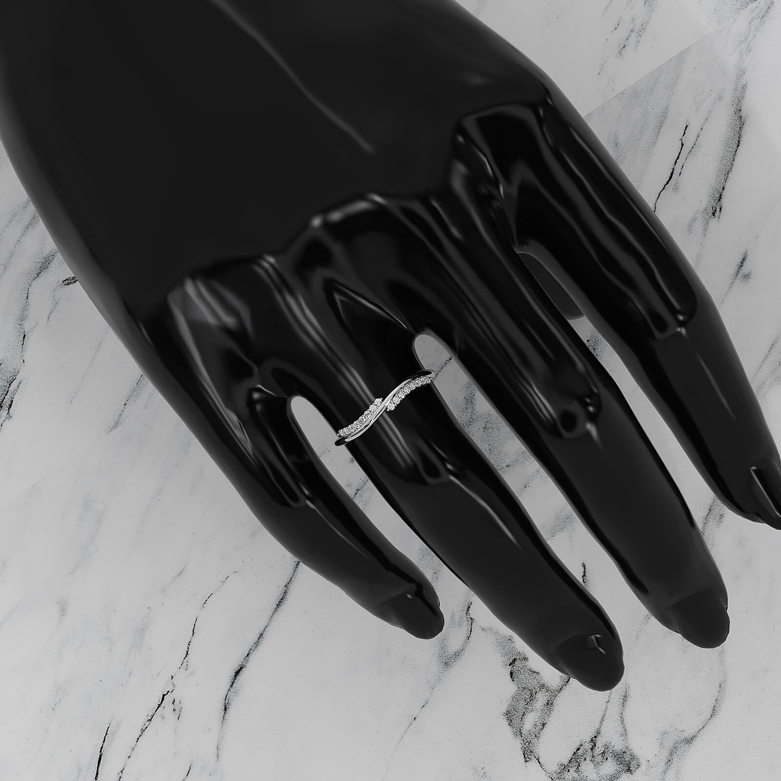 Twisted Stackable Minimalist Round Lab Diamond Fashion Ring 0.09ctw.