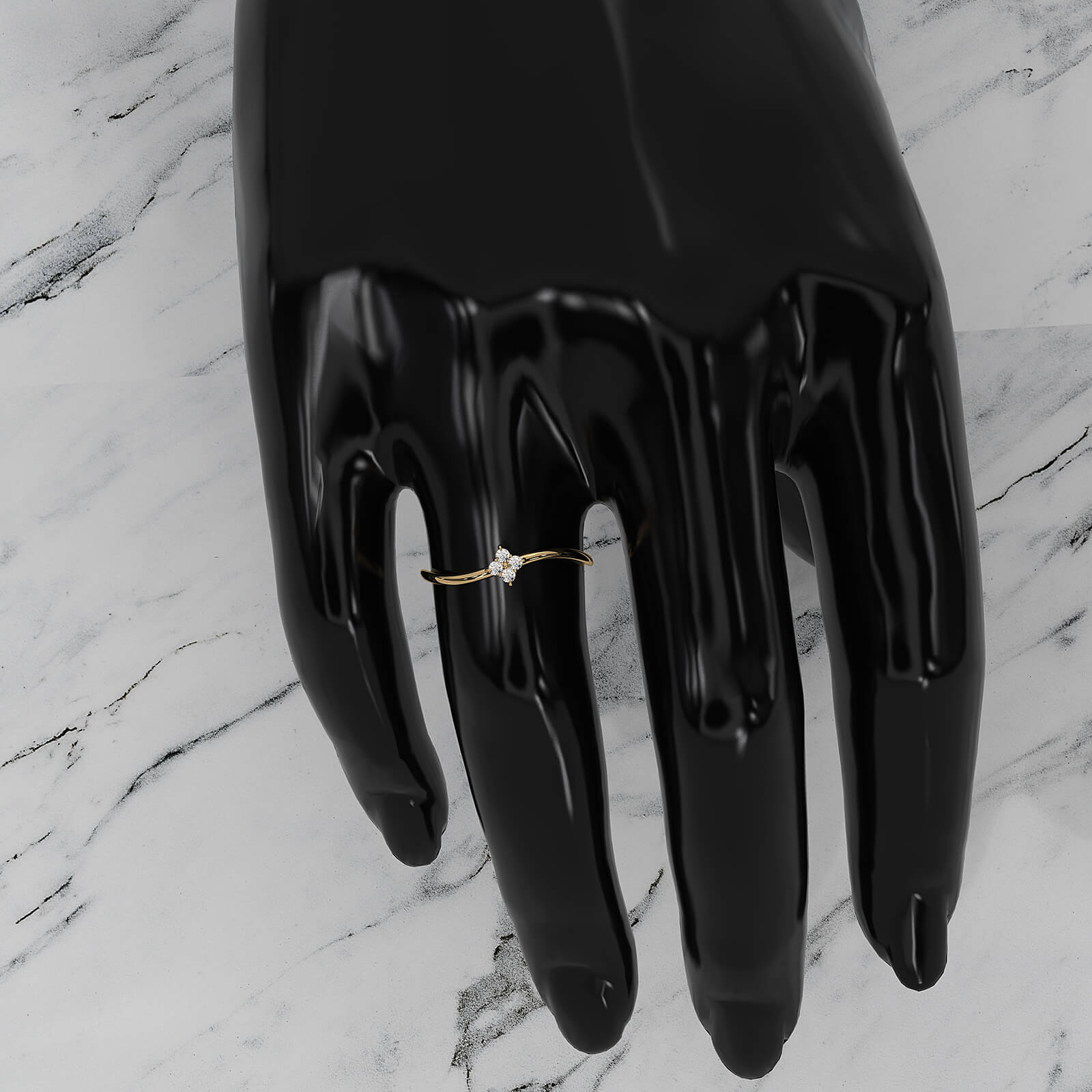 Floral Design Minimalist Prong Set Round Lab Diamond Fashion Ring 0.07ctw.