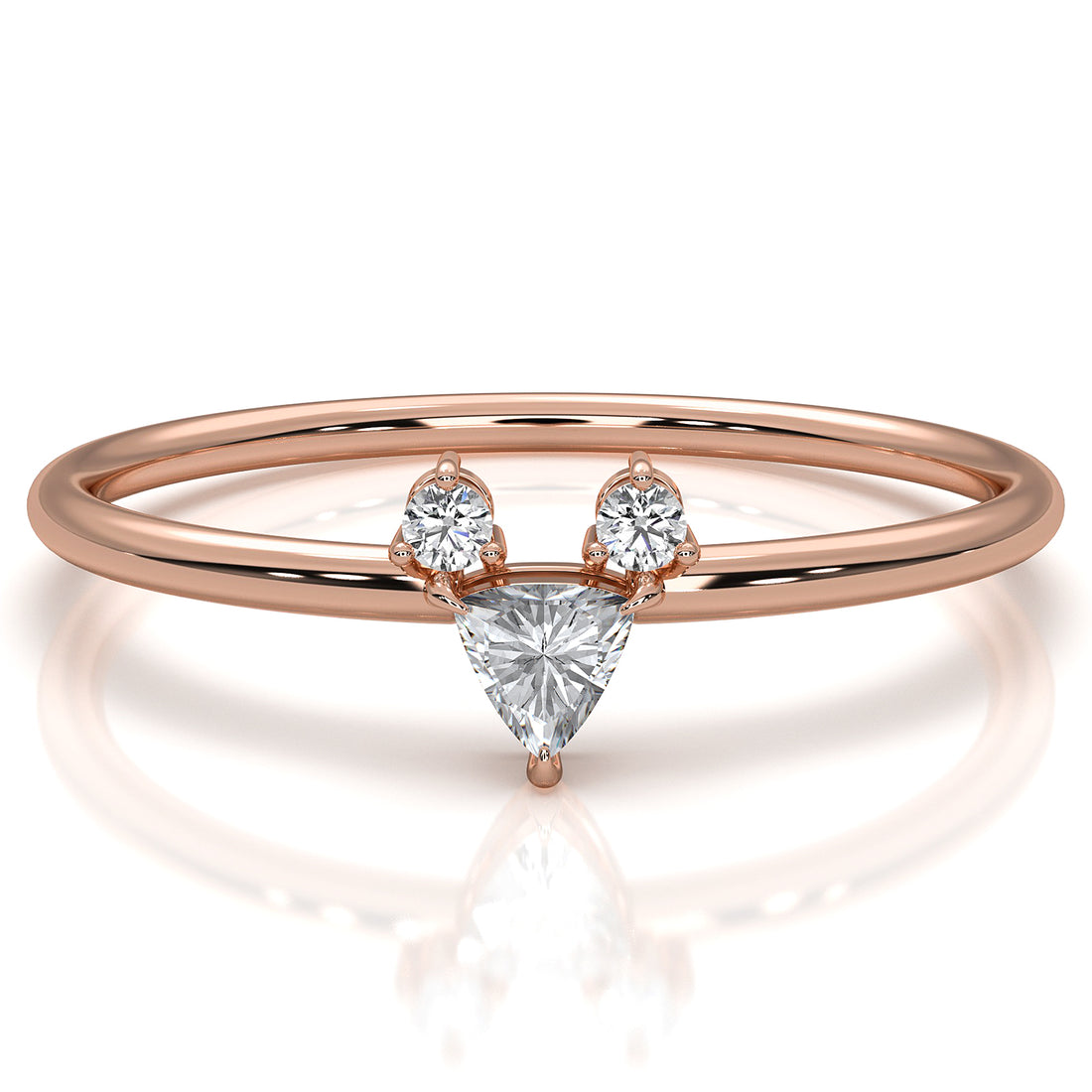 Trillion Cut 3 Stone Prong Set Lab Diamond Anniversary Ring 0.1ctw.