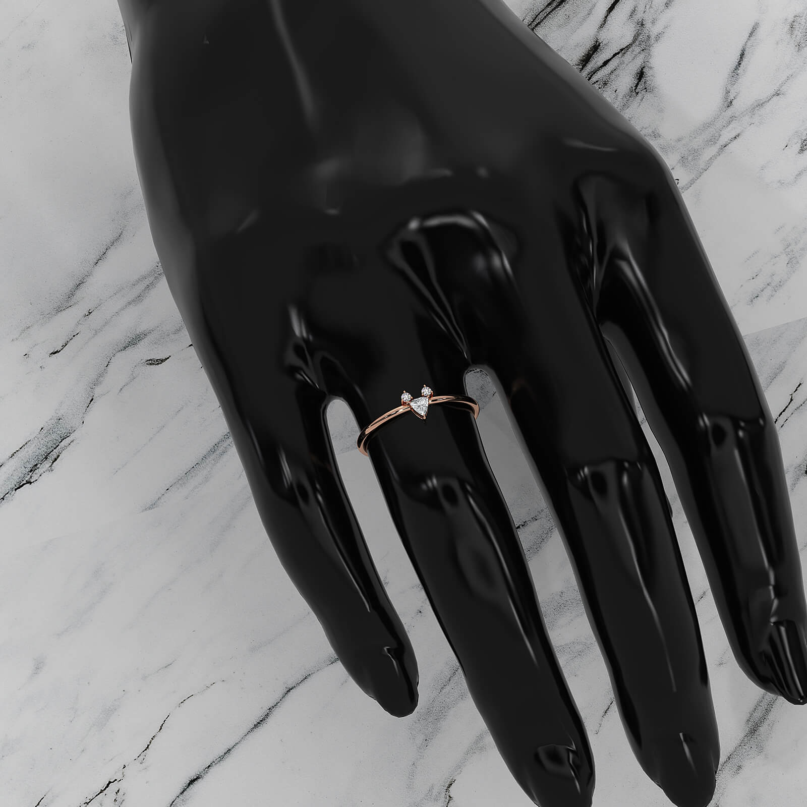 Trillion Cut 3 Stone Prong Set Lab Diamond Anniversary Ring 0.1ctw.