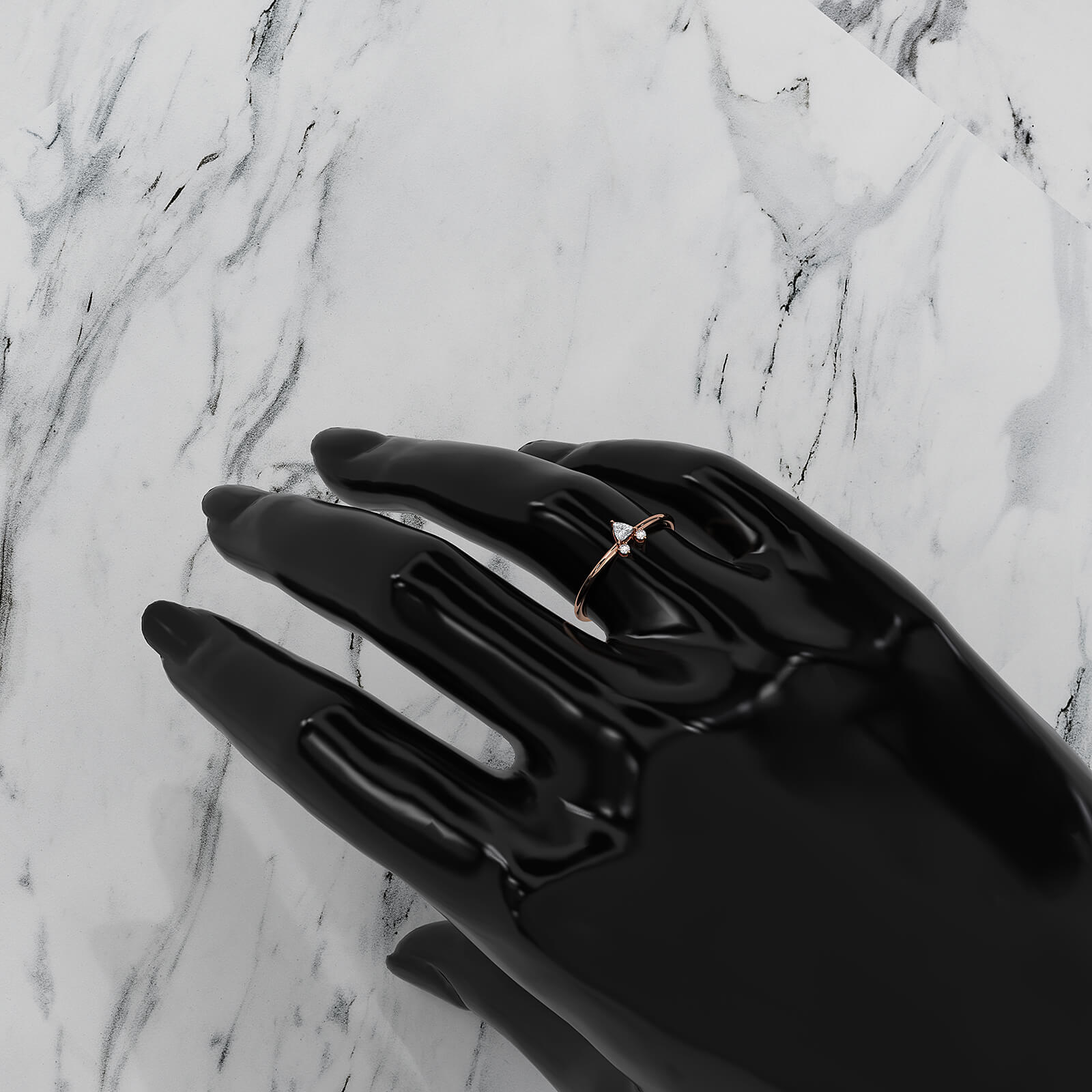 Trillion Cut 3 Stone Prong Set Lab Diamond Anniversary Ring 0.1ctw.