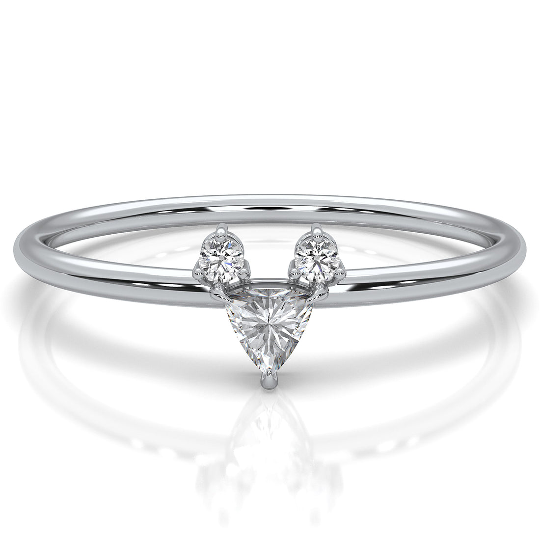 Trillion Cut 3 Stone Prong Set Lab Diamond Anniversary Ring 0.1ctw.
