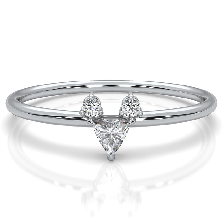 Trillion Cut 3 Stone Prong Set Lab Diamond Anniversary Ring 0.1ctw.