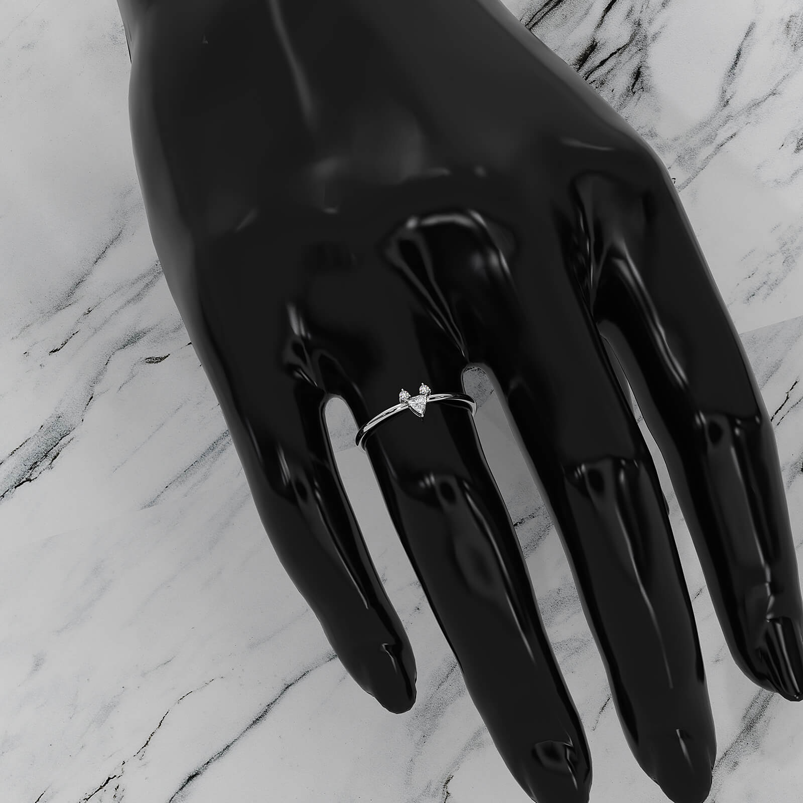 Trillion Cut 3 Stone Prong Set Lab Diamond Anniversary Ring 0.1ctw.