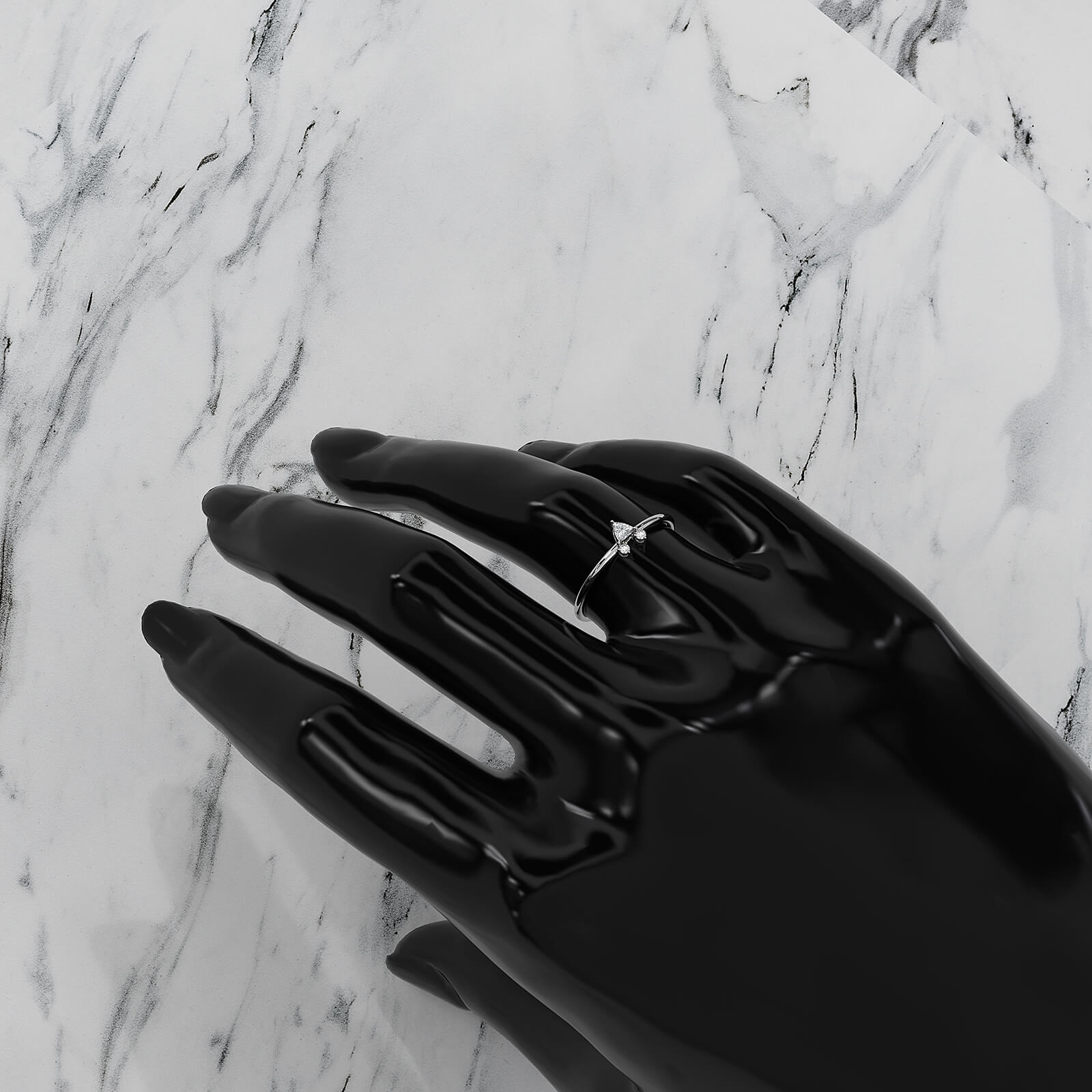 Trillion Cut 3 Stone Prong Set Lab Diamond Anniversary Ring 0.1ctw.