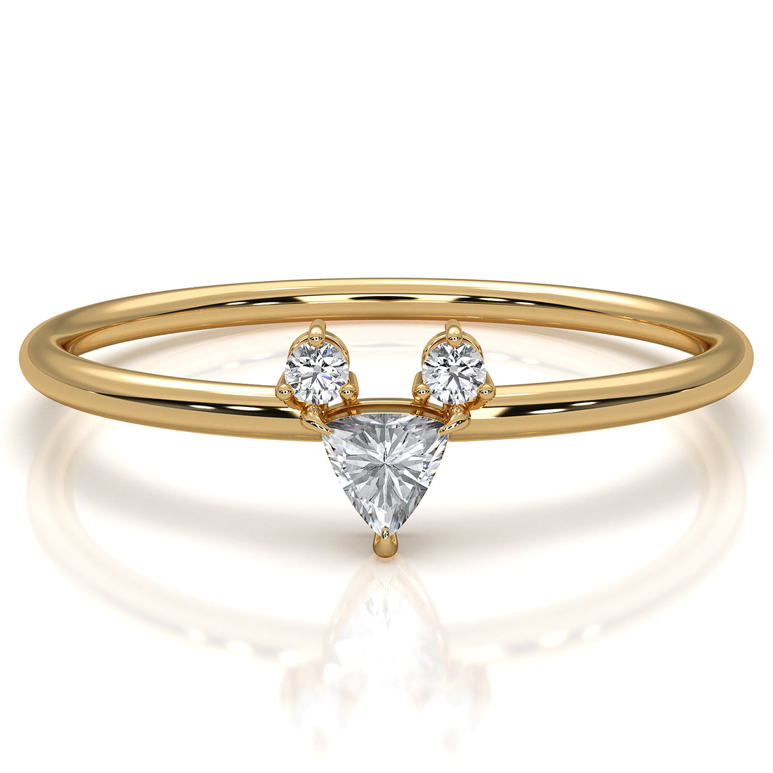 Trillion Cut 3 Stone Prong Set Lab Diamond Anniversary Ring 0.1ctw.