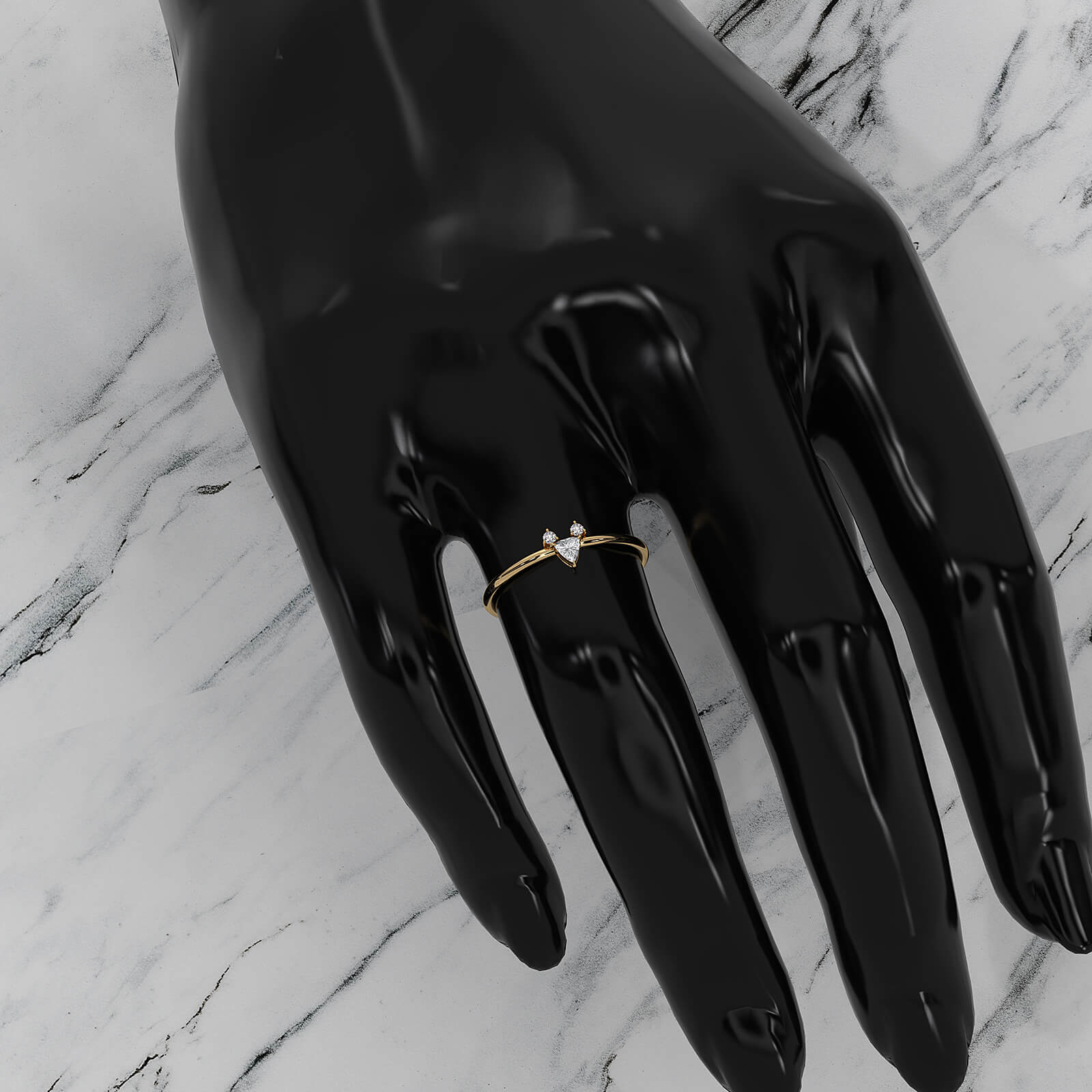 Trillion Cut 3 Stone Prong Set Lab Diamond Anniversary Ring 0.1ctw.