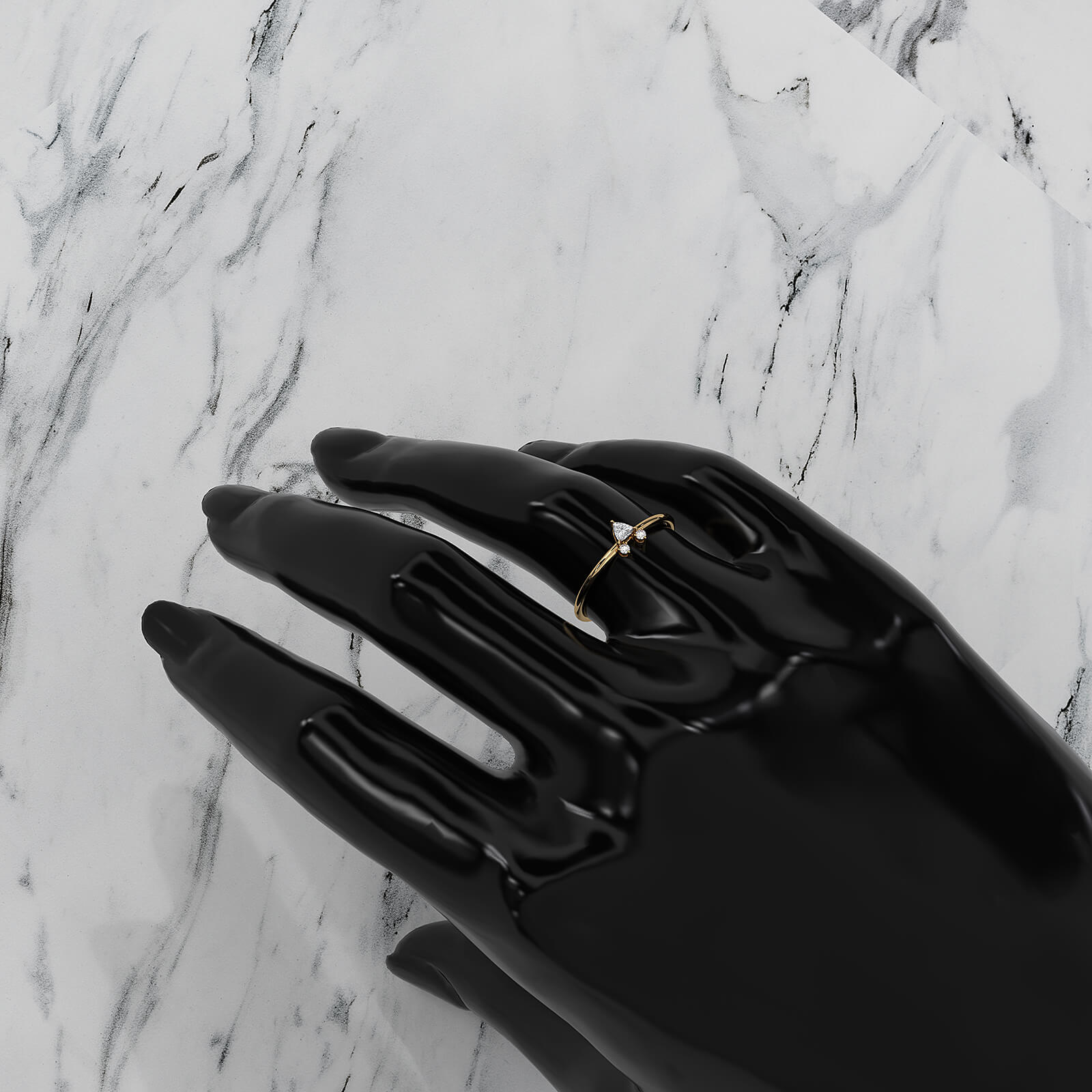 Trillion Cut 3 Stone Prong Set Lab Diamond Anniversary Ring 0.1ctw.