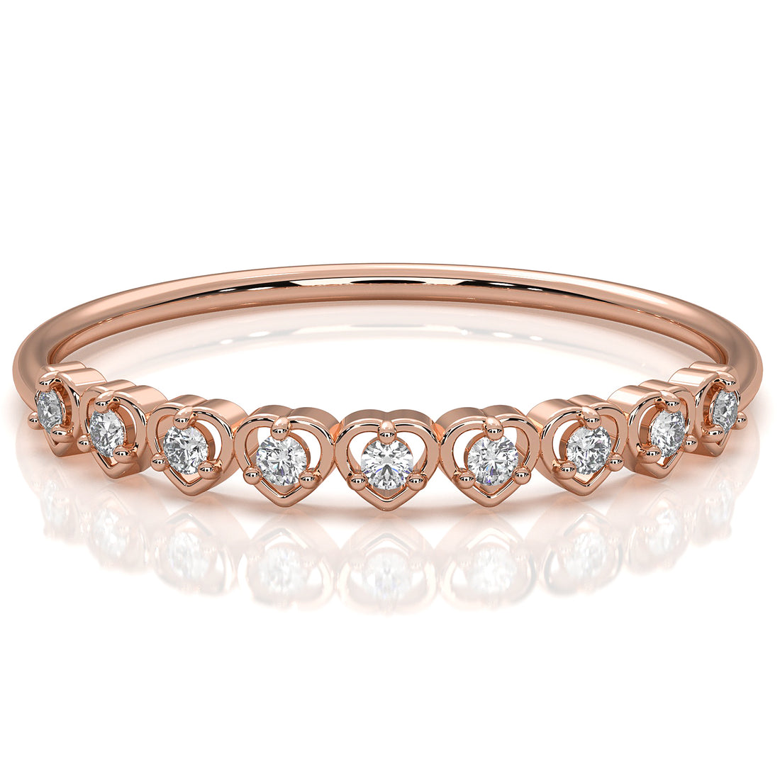 9 Stone Round Cut Lab Diamond Heart Fashion Ring 0.06ctw.