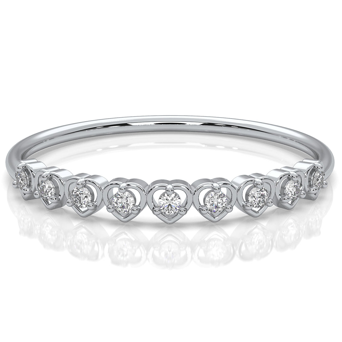 9 Stone Round Cut Lab Diamond Heart Fashion Ring 0.06ctw.
