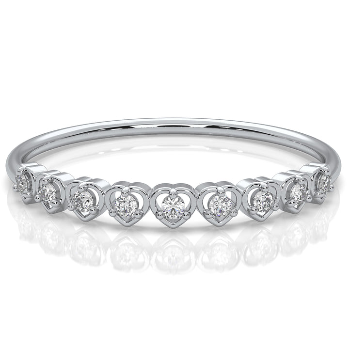 9 Stone Round Cut Lab Diamond Heart Fashion Ring 0.06ctw.
