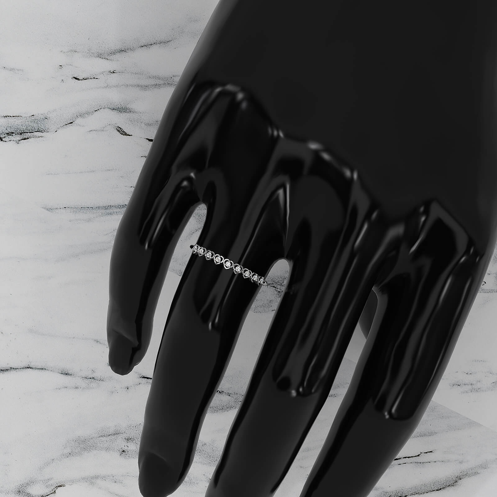 9 Stone Round Cut Lab Diamond Heart Fashion Ring 0.06ctw.