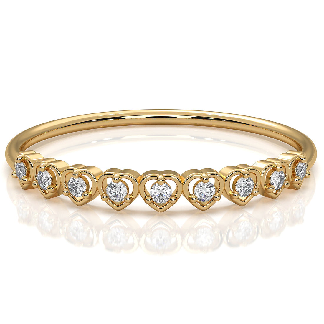 9 Stone Round Cut Lab Diamond Heart Fashion Ring 0.06ctw.
