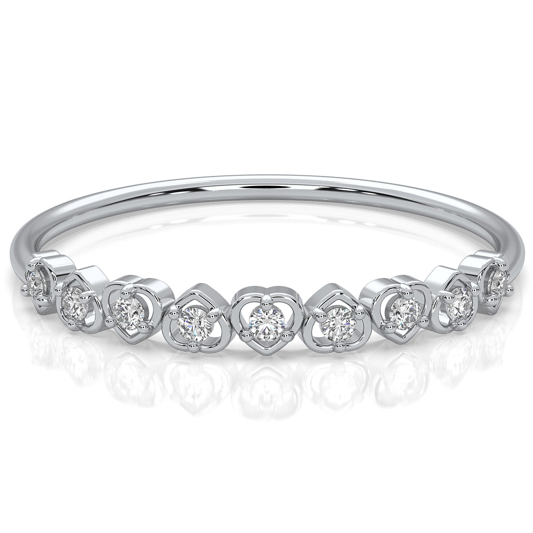 Alternating Round Cut Lab Diamond Prong Set Heart Fashion Ring 0.06ctw.