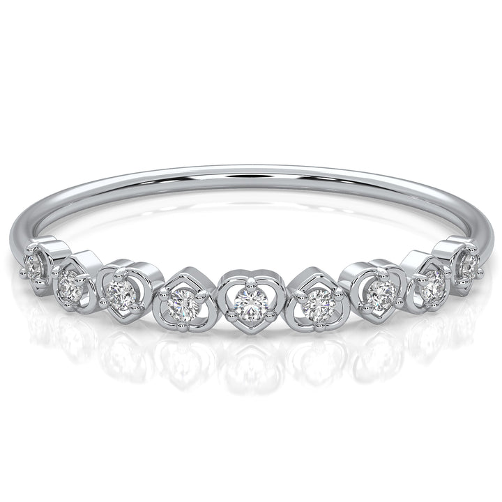 Alternating Round Cut Lab Diamond Prong Set Heart Fashion Ring 0.06ctw.