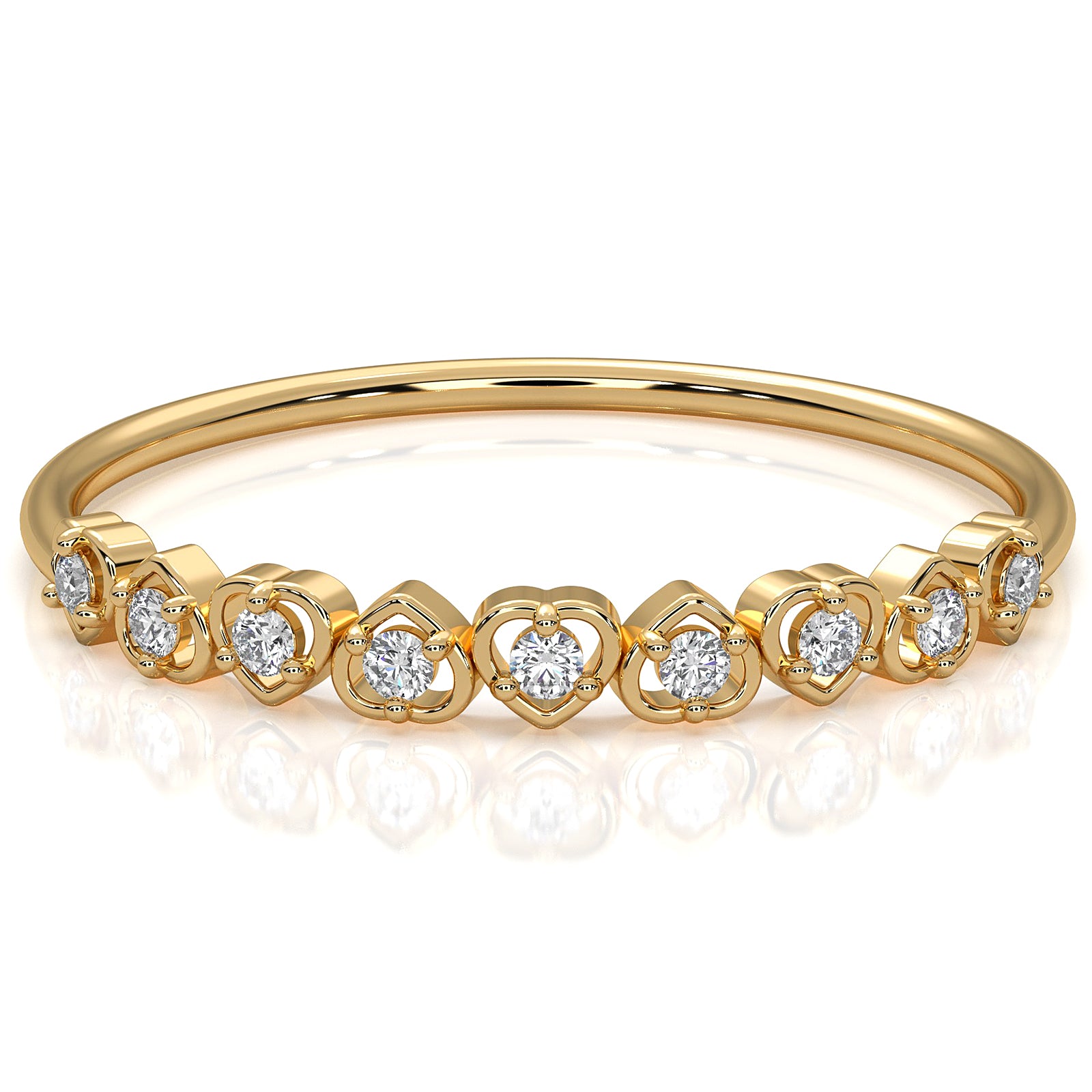 Alternating Round Cut Lab Diamond Prong Set Heart Fashion Ring 0.06ctw.