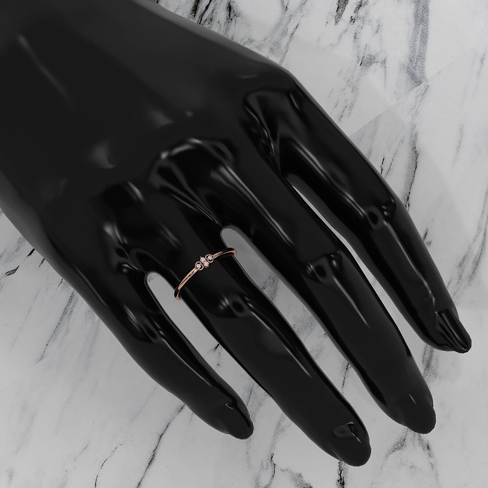 Natural 4 Stone Round Lab Diamond Minimalist Wedding Ring 0.03ctw.