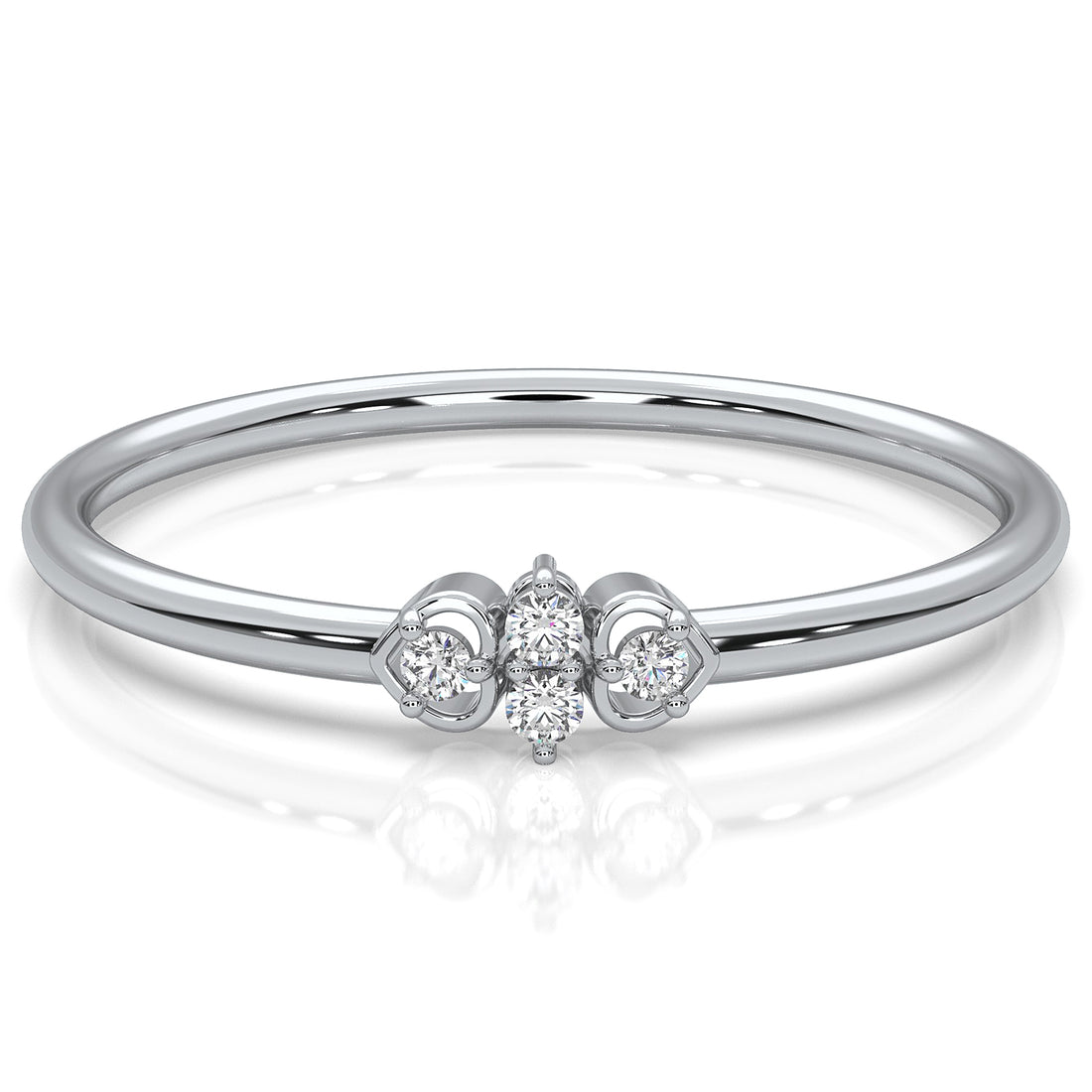 Natural 4 Stone Round Lab Diamond Minimalist Wedding Ring 0.03ctw.