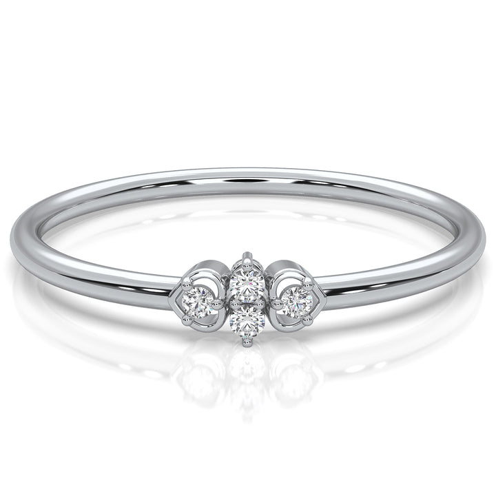 Natural 4 Stone Round Lab Diamond Minimalist Wedding Ring 0.03ctw.