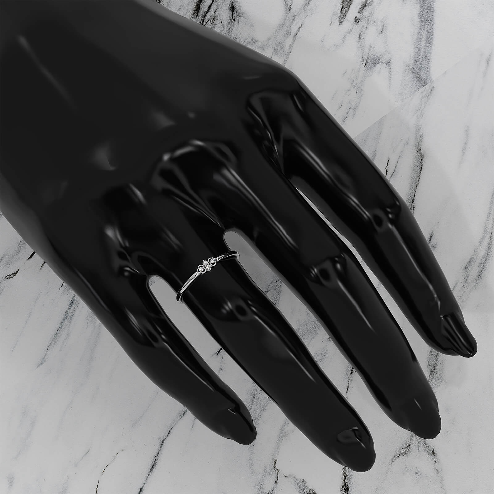 Natural 4 Stone Round Lab Diamond Minimalist Wedding Ring 0.03ctw.