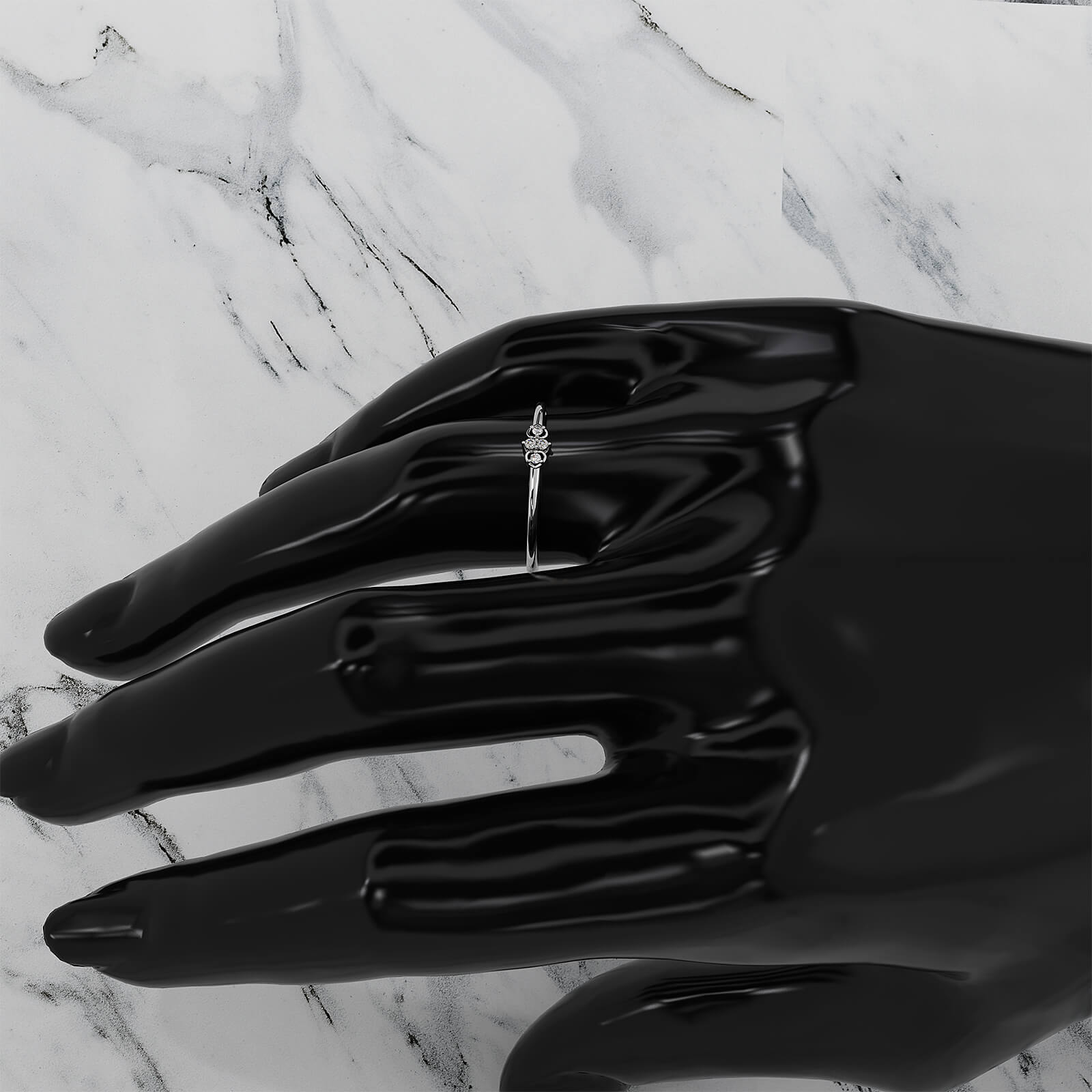 Natural 4 Stone Round Lab Diamond Minimalist Wedding Ring 0.03ctw.