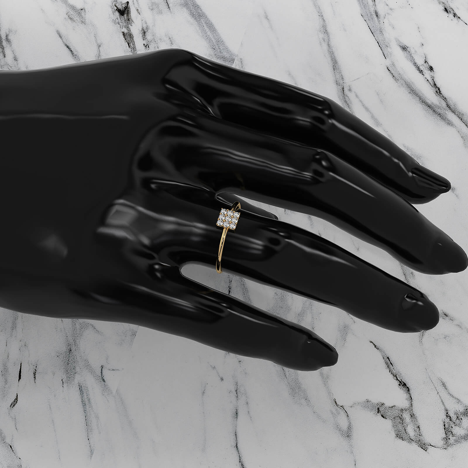 Sleek & Slim Square Shape Round Cut Lab Diamond Fashion Ring 0.17ctw.