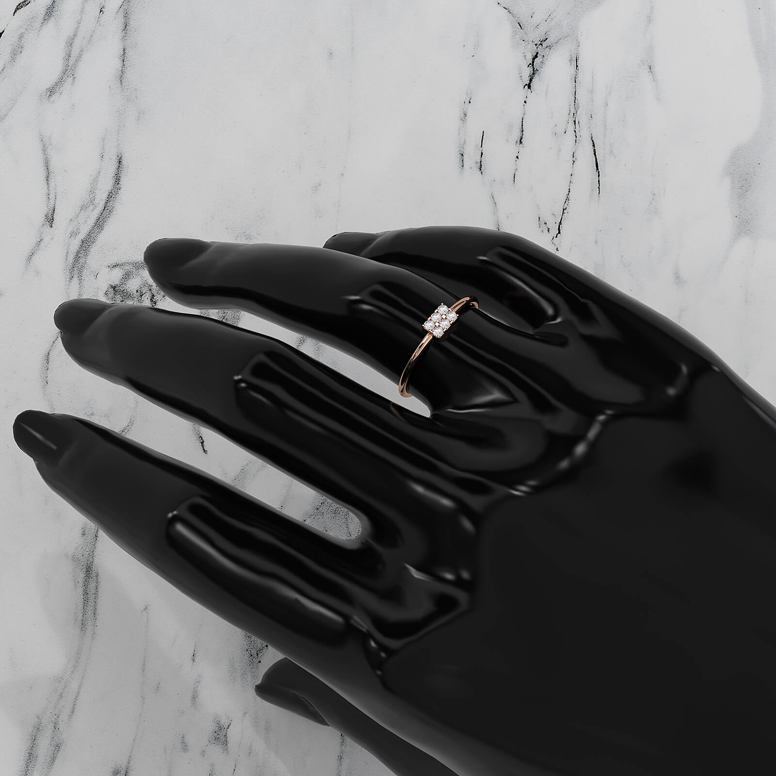 Slim Minimalist Rectangle Shape Lab Diamond Engagement Ring 0.11ctw.