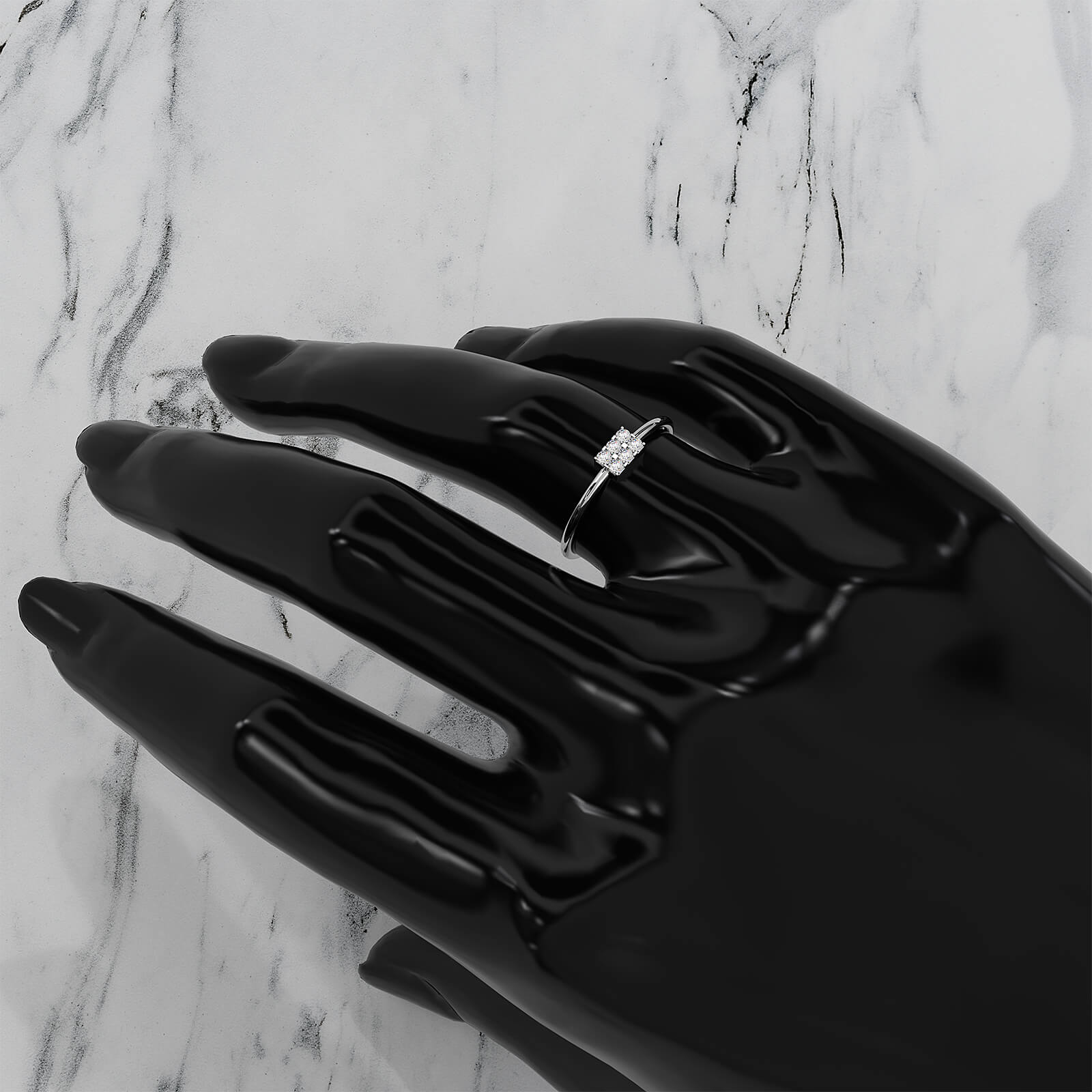 Slim Minimalist Rectangle Shape Lab Diamond Engagement Ring 0.11ctw.