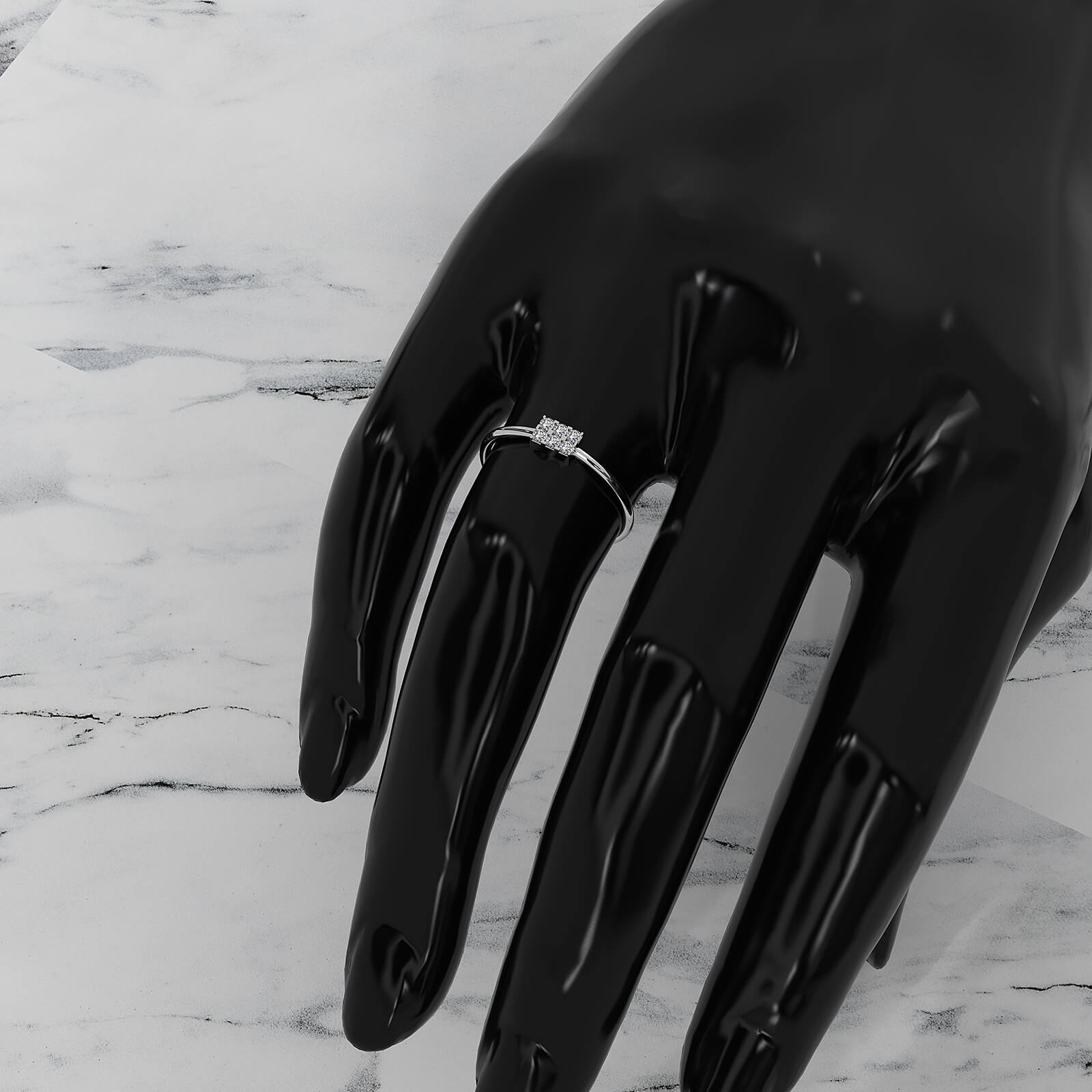 Slim Minimalist Rectangle Shape Lab Diamond Engagement Ring 0.11ctw.