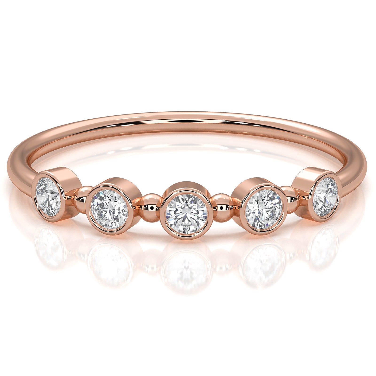 Minimalist Round Cut Lab Diamond Bar Set Anniversary Ring 0.15ctw.