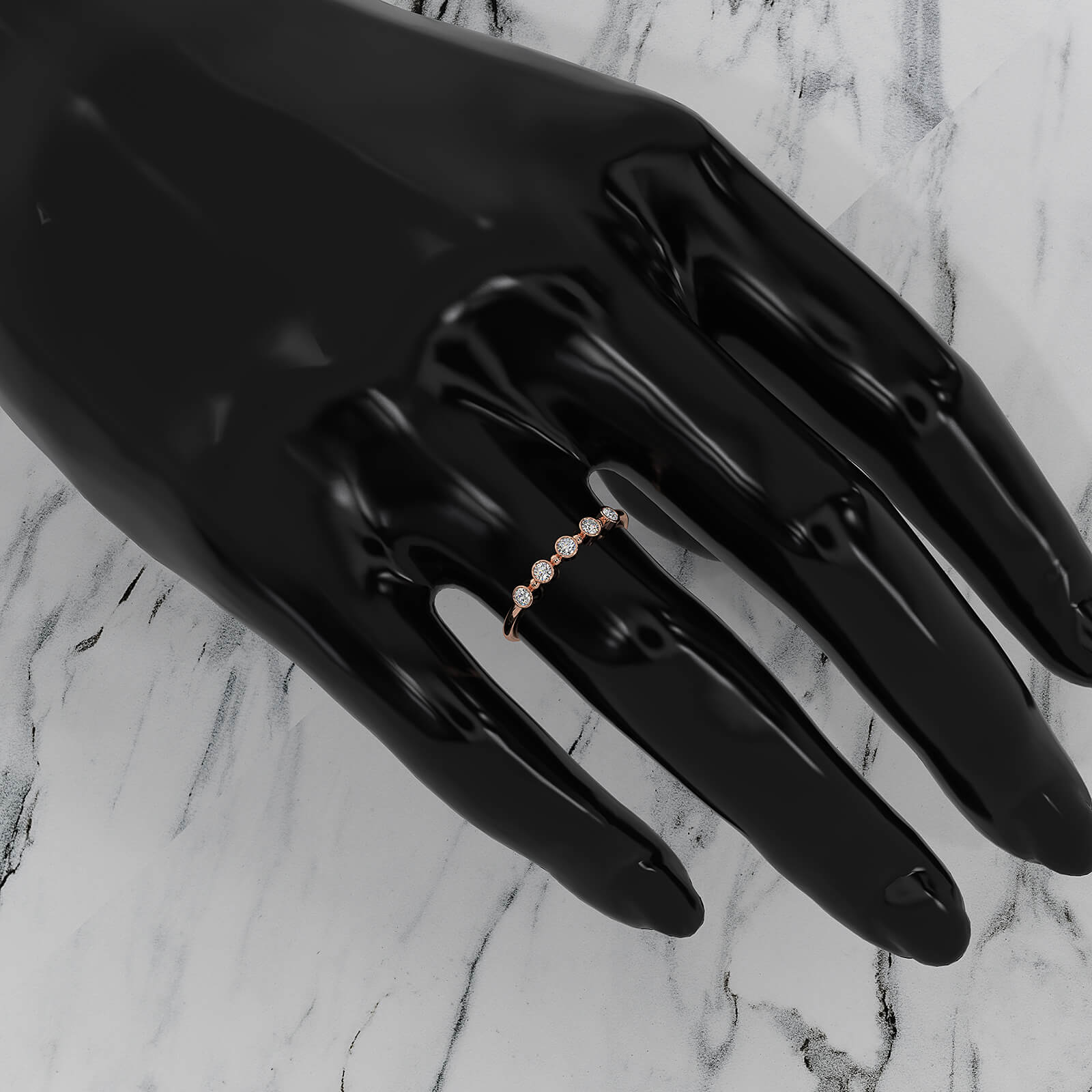 Minimalist Round Cut Lab Diamond Bar Set Anniversary Ring 0.15ctw.