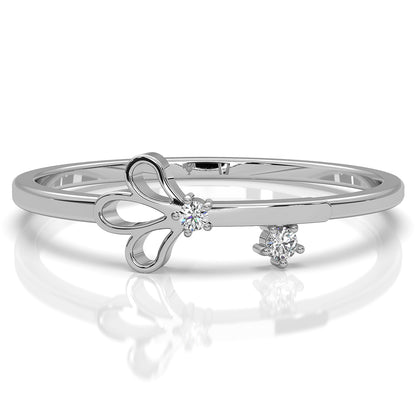 Floral Design Stackable Round Lab Diamond Fashion Ring 0.02ctw.