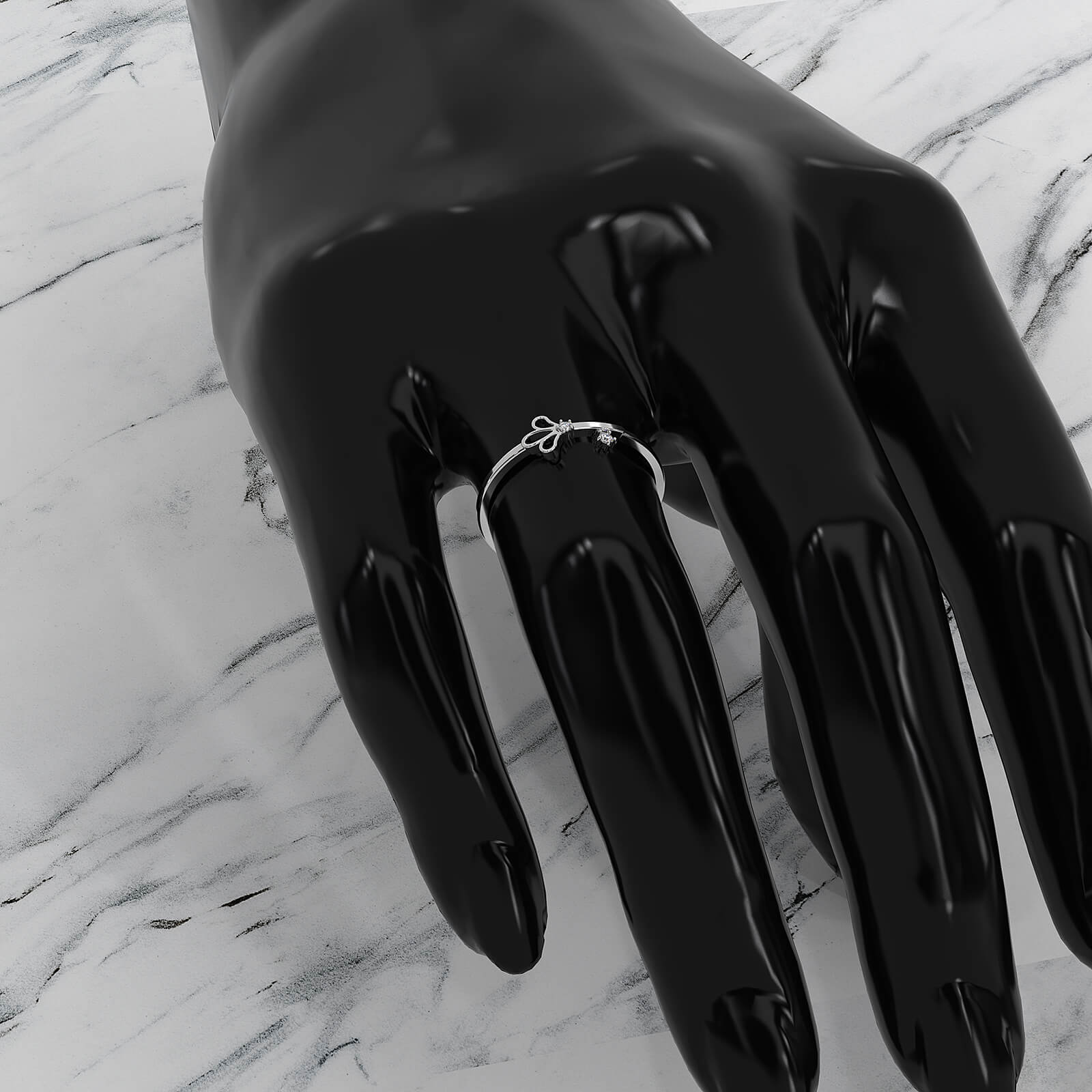 Floral Design Stackable Round Lab Diamond Fashion Ring 0.02ctw.