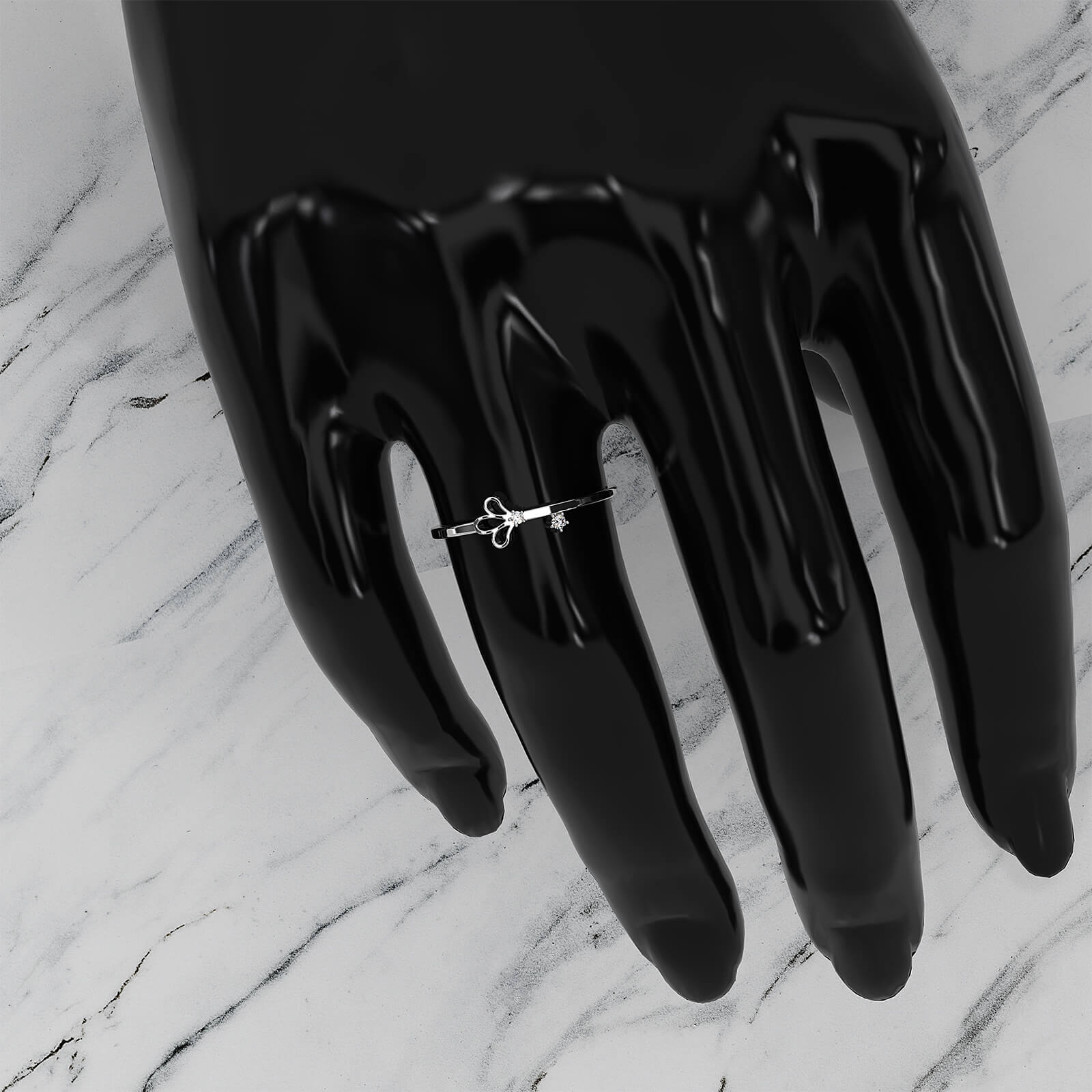 Floral Design Stackable Round Lab Diamond Fashion Ring 0.02ctw.