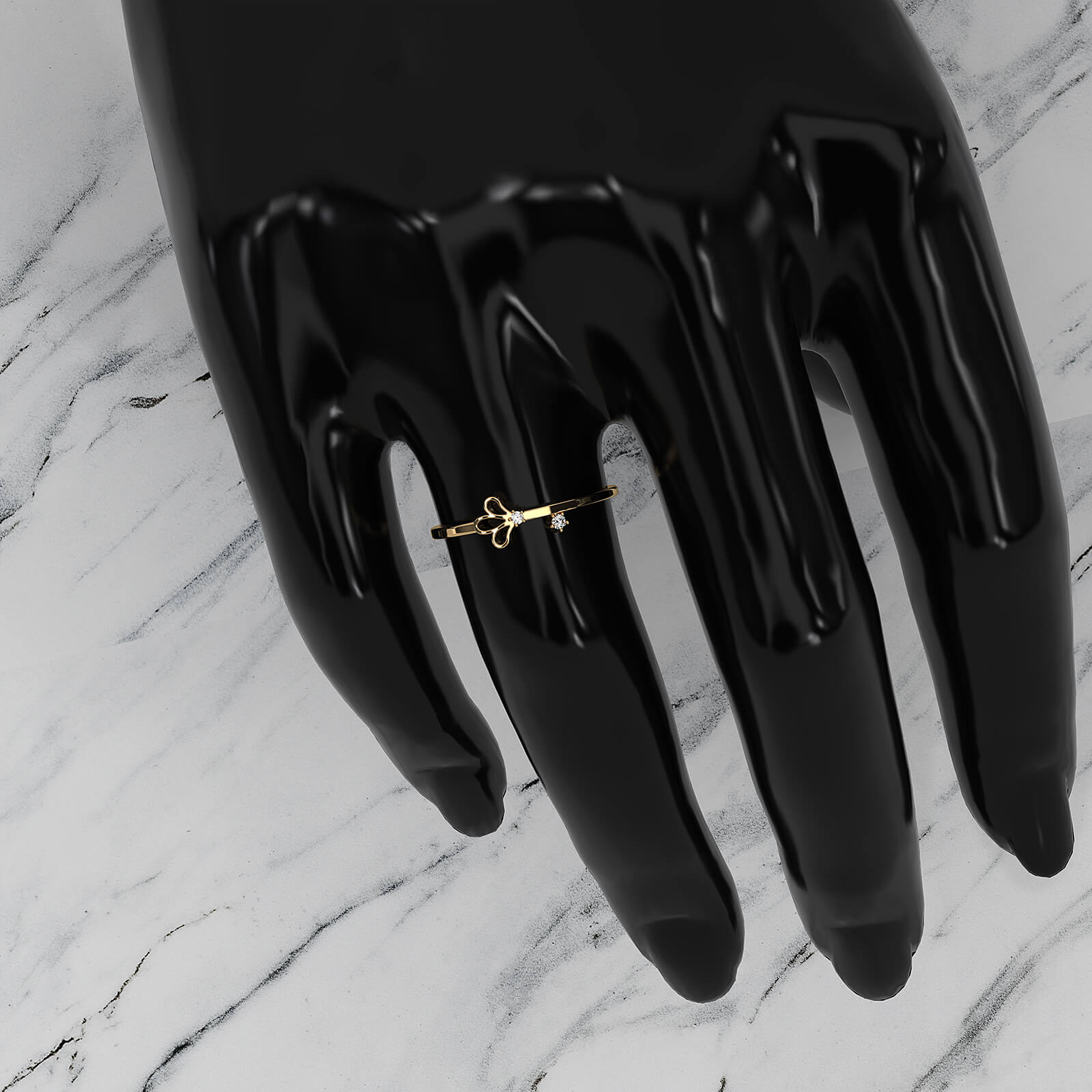 Floral Design Stackable Round Lab Diamond Fashion Ring 0.02ctw.